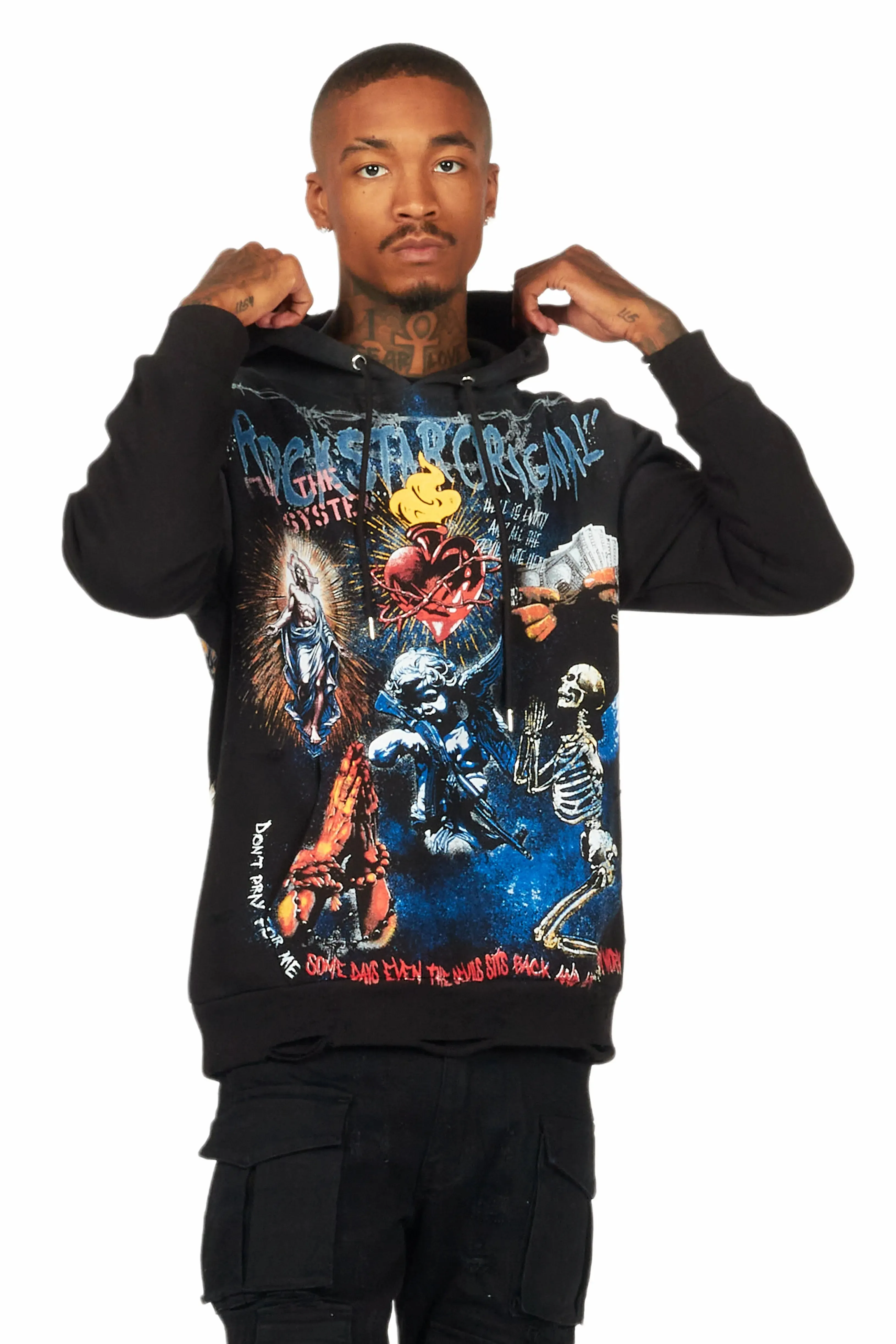 Innis Black Distressed Graphic Hoodie sold by Rockstar Original product image thumbnail 3