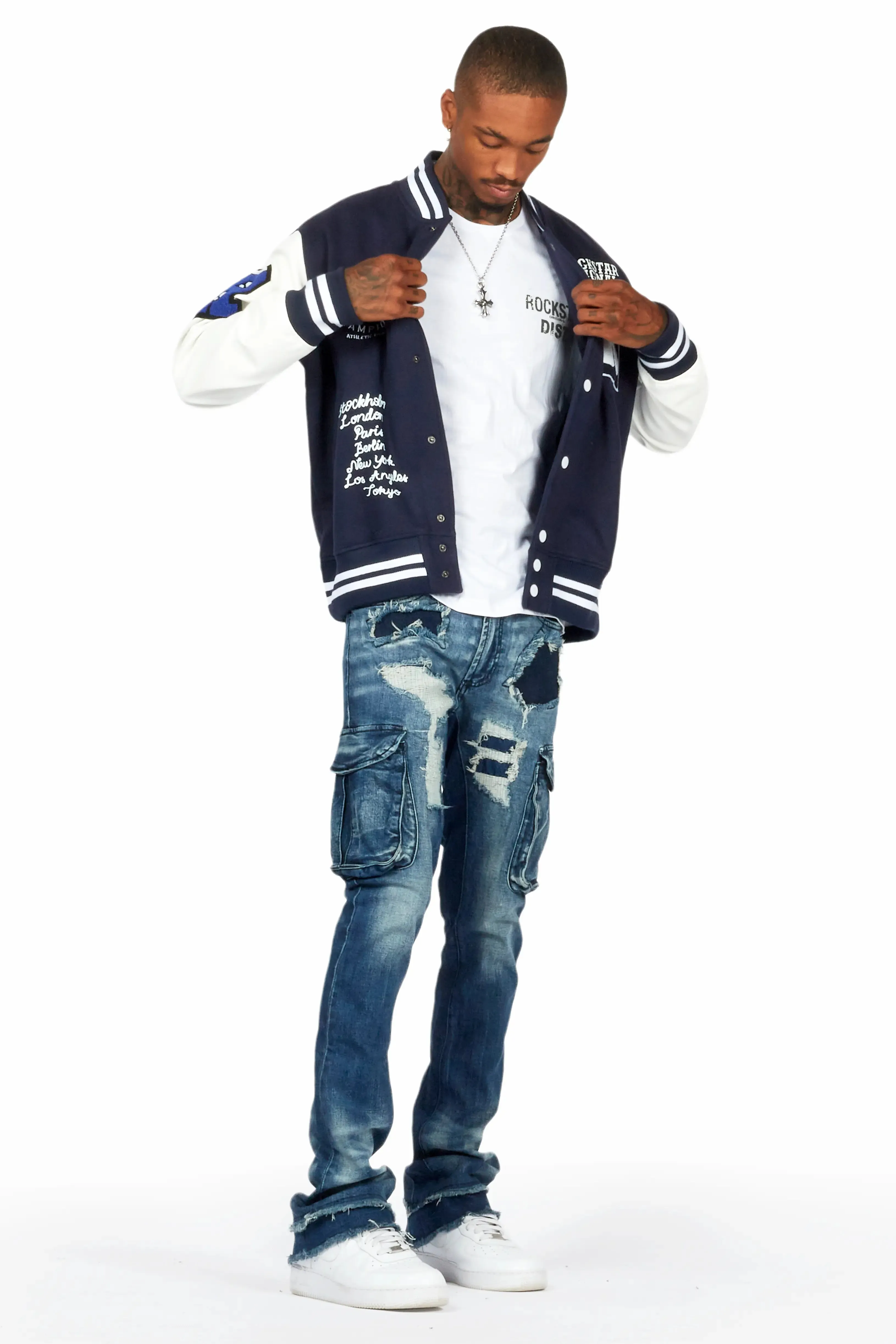 Ennis Navy Varsity Jacket sold by Rockstar Original product image thumbnail 4