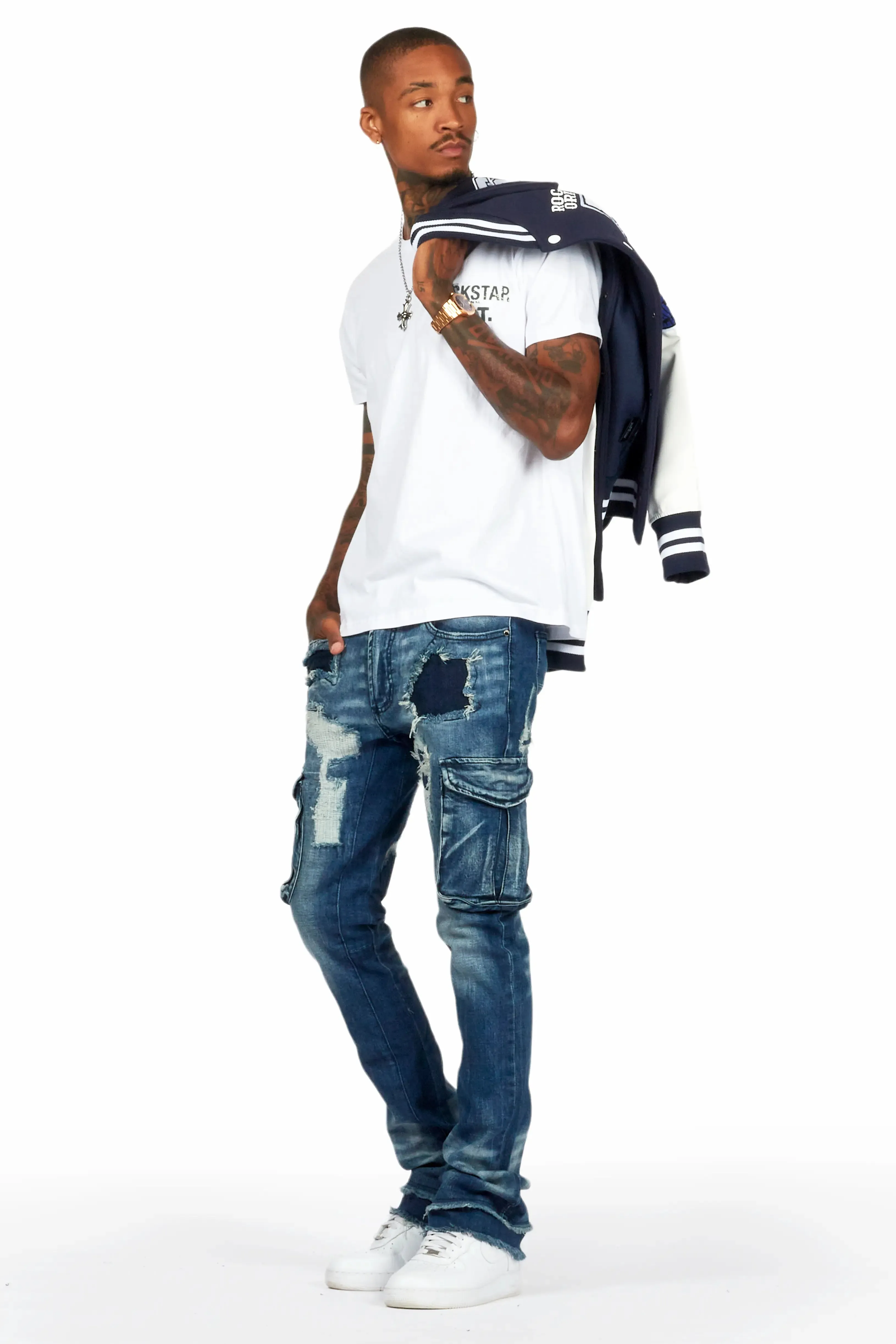 Ennis Navy Varsity Jacket sold by Rockstar Original product image thumbnail 5