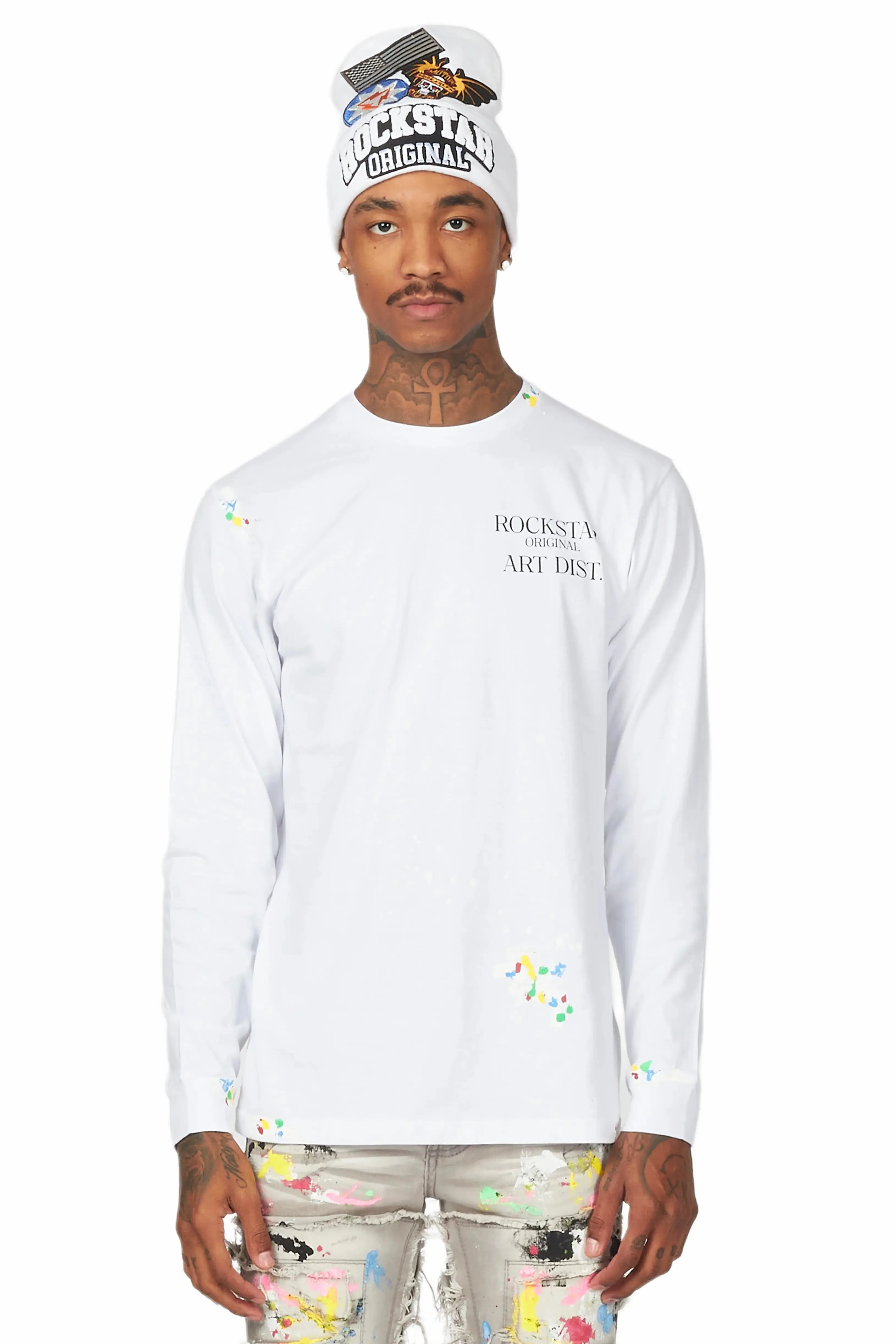Palmer White Long Sleeve T-Shirt sold by Rockstar Original