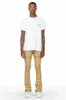 Leopold Beige PU Stacked Flare Jean sold by Rockstar Original