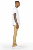 Leopold Beige PU Stacked Flare Jean sold by Rockstar Original