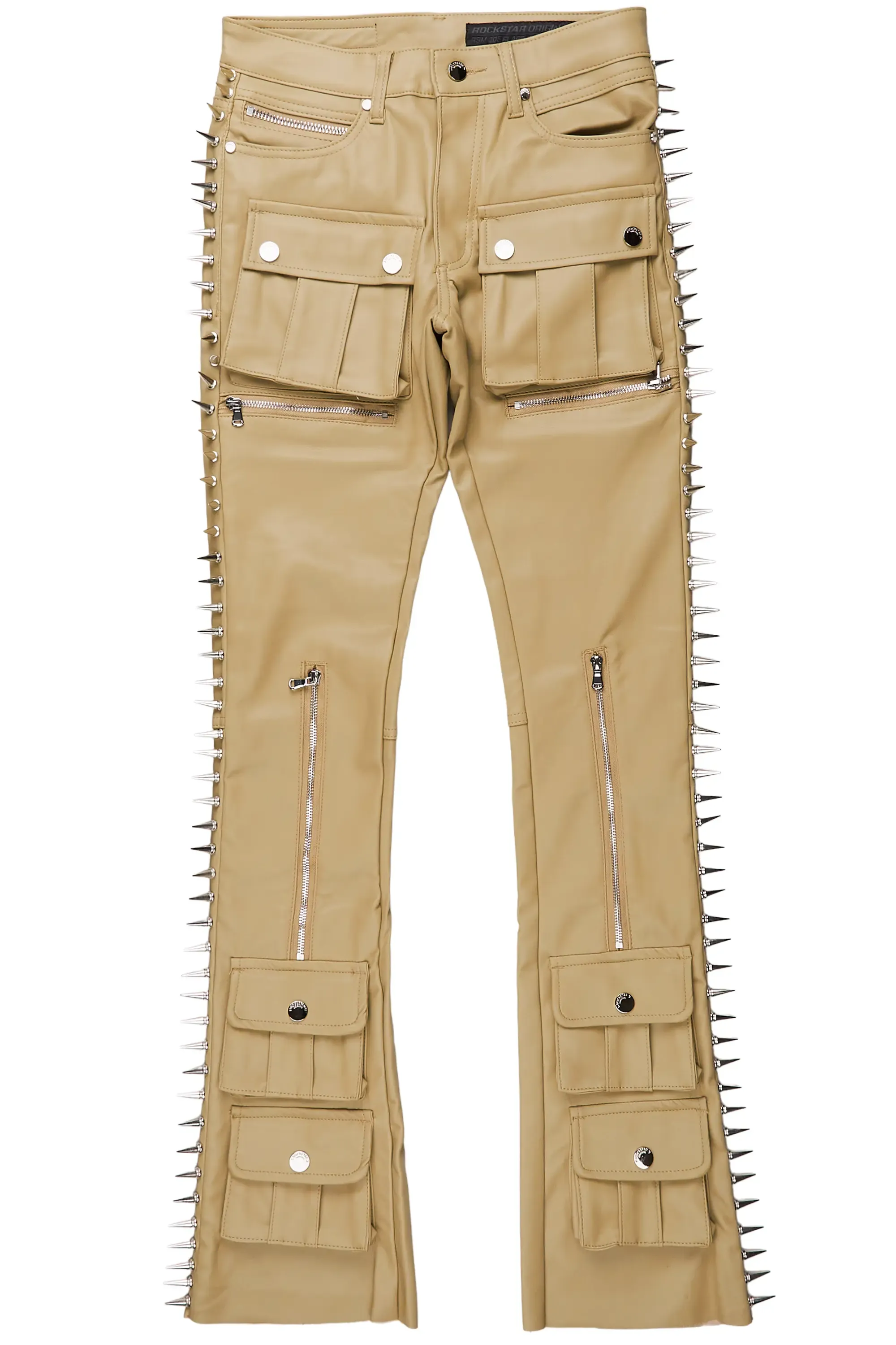 Leopold Beige PU Stacked Flare Jean sold by Rockstar Original product image thumbnail 2