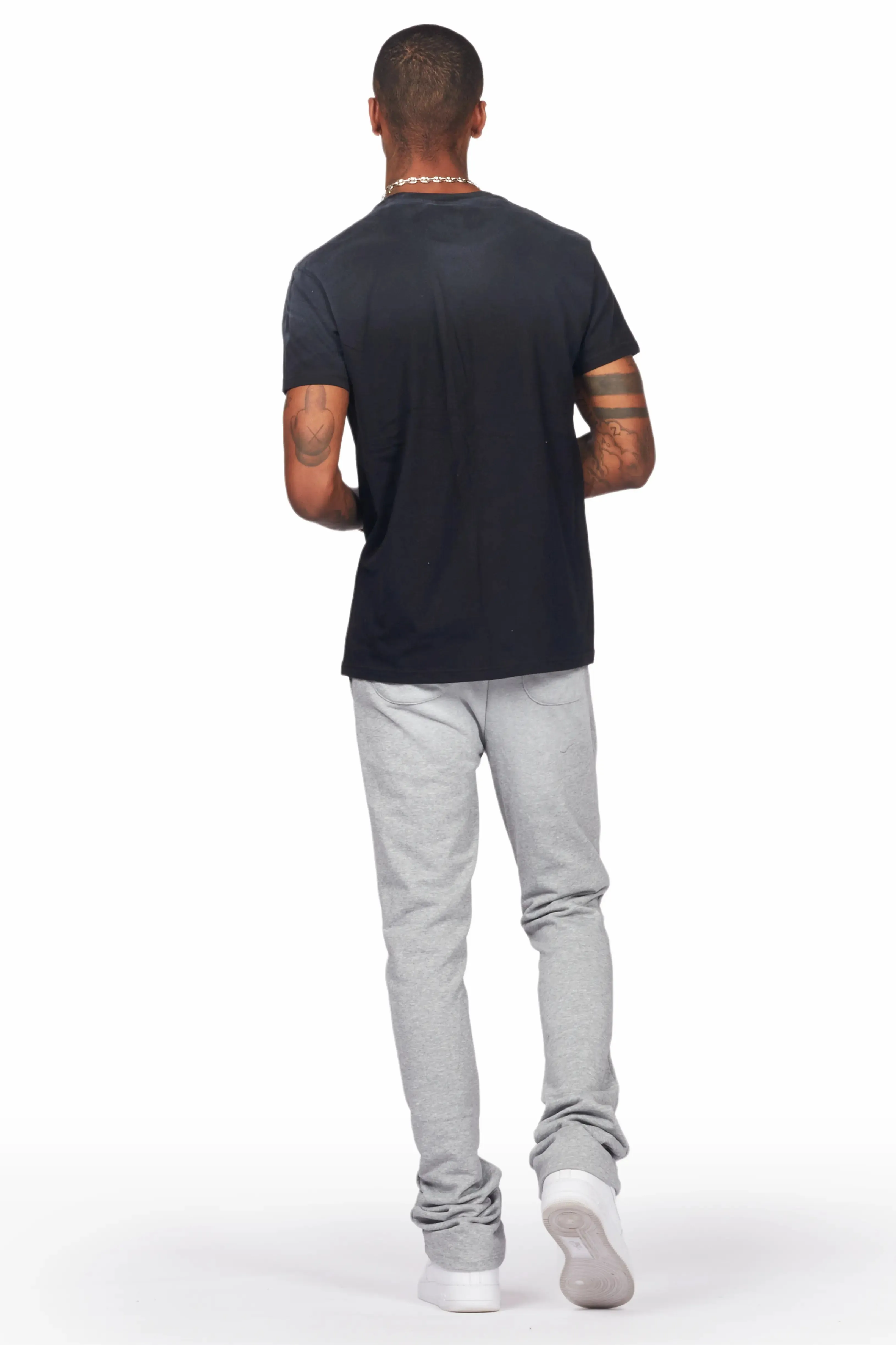 Yash Black/Grey T-Shirt/Stacked Flare Track Pant Set sold by Rockstar Original product image thumbnail 4