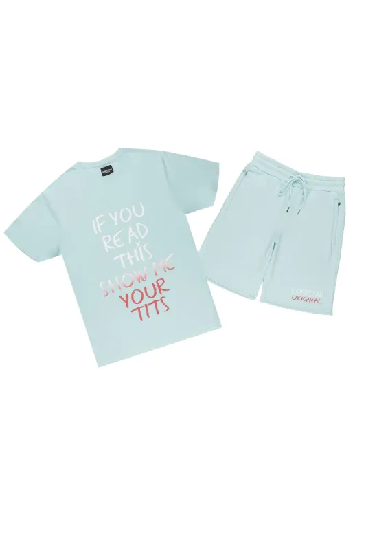 Alwine Aqua T-Shirt Short Set made by Rockstar Original