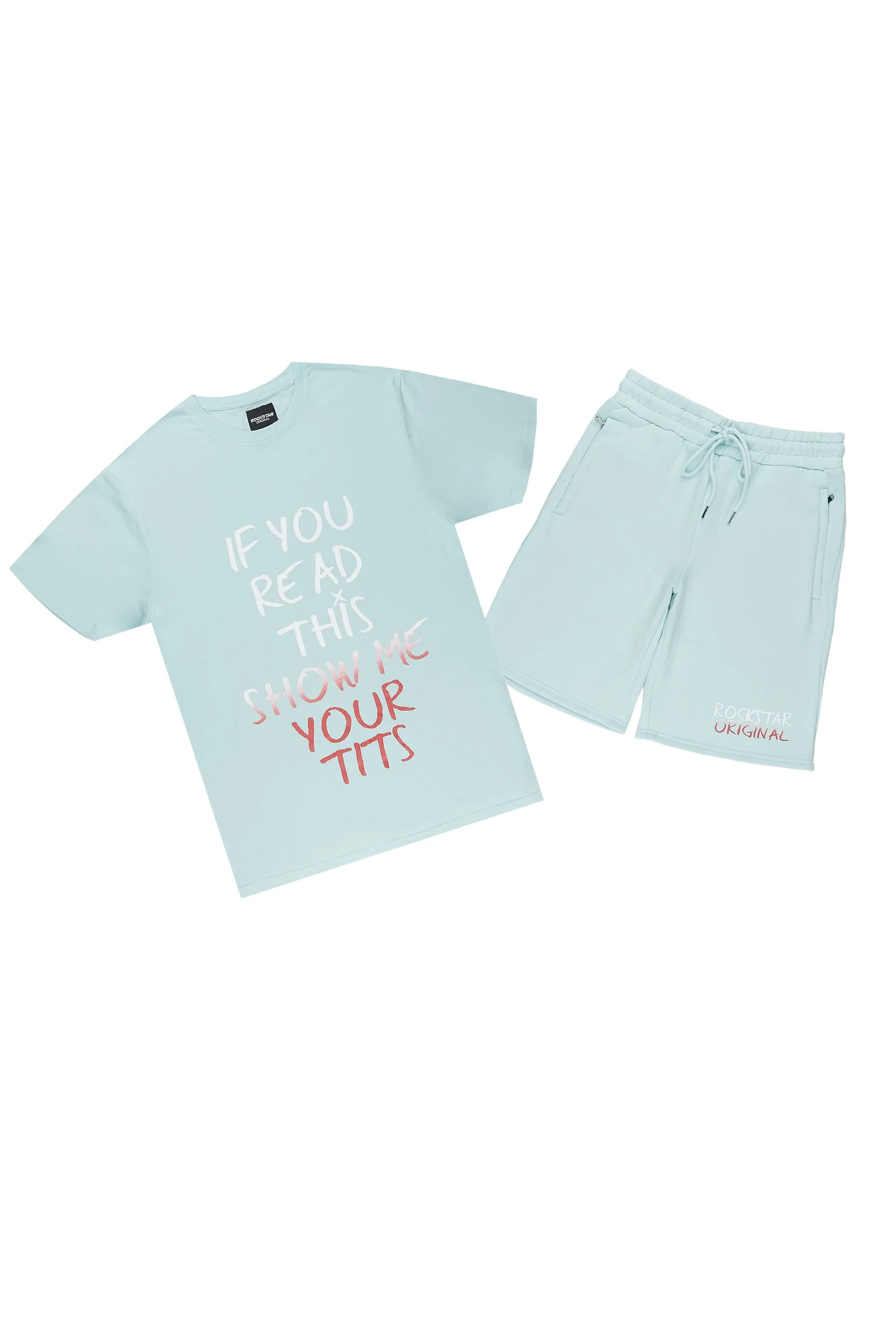 Alwine Aqua T-Shirt Short Set sold by Rockstar Original