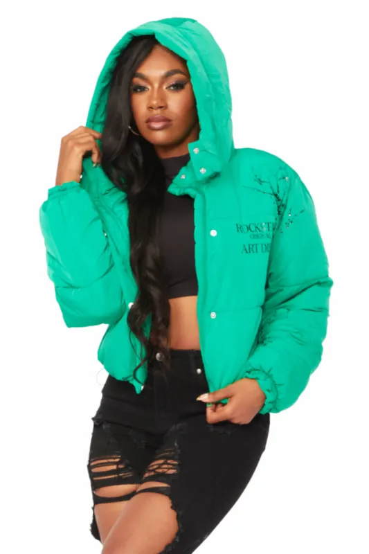 Keira Green Drippy Puffer Jacket sold by Rockstar Original