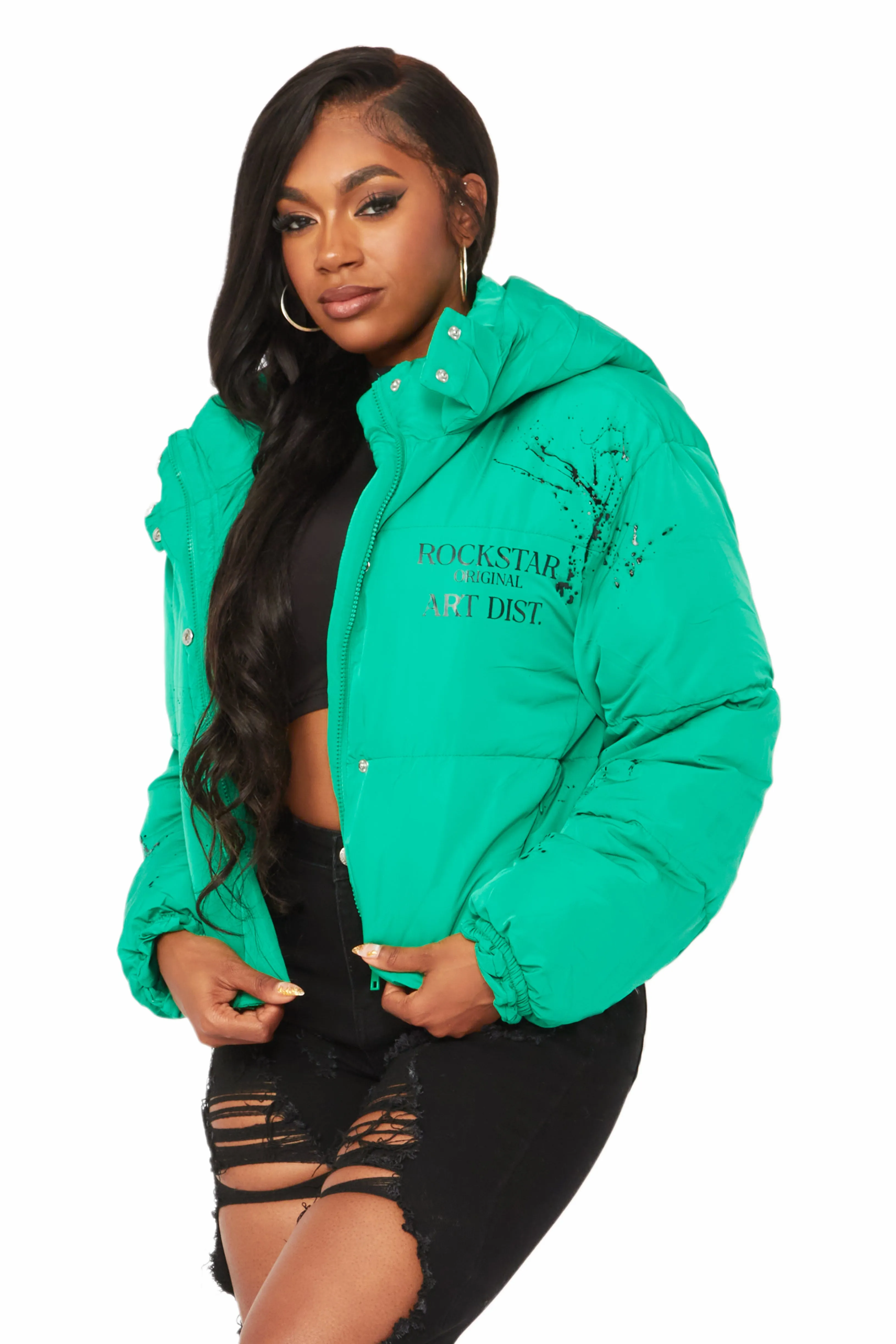 Keira Green Drippy Puffer Jacket sold by Rockstar Original product image thumbnail 2