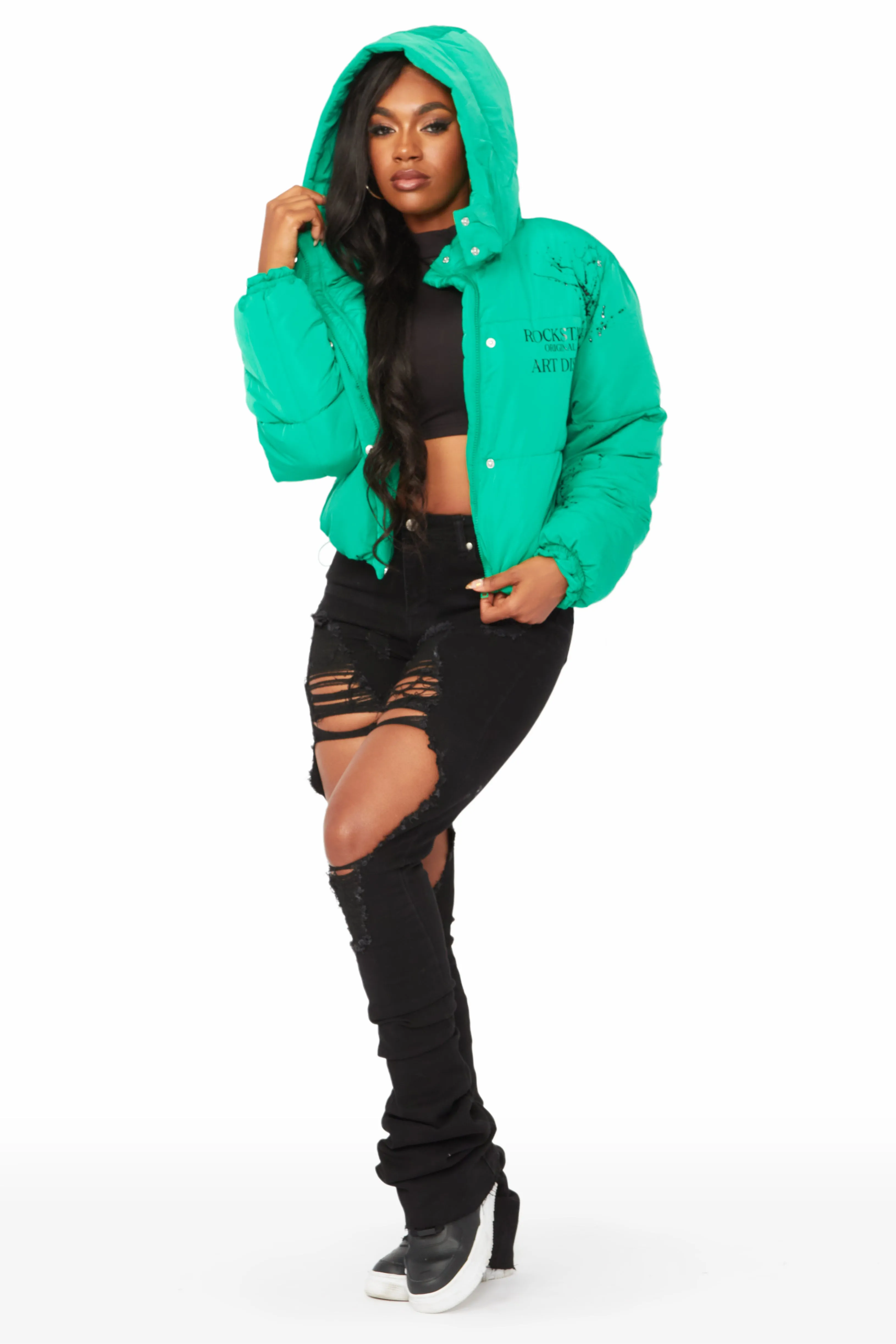 Keira Green Drippy Puffer Jacket sold by Rockstar Original product image thumbnail 4