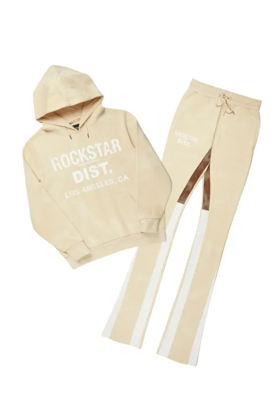 Nelly Beige Hoodie/Super Stacked Flare Pant Set sold by Rockstar Original