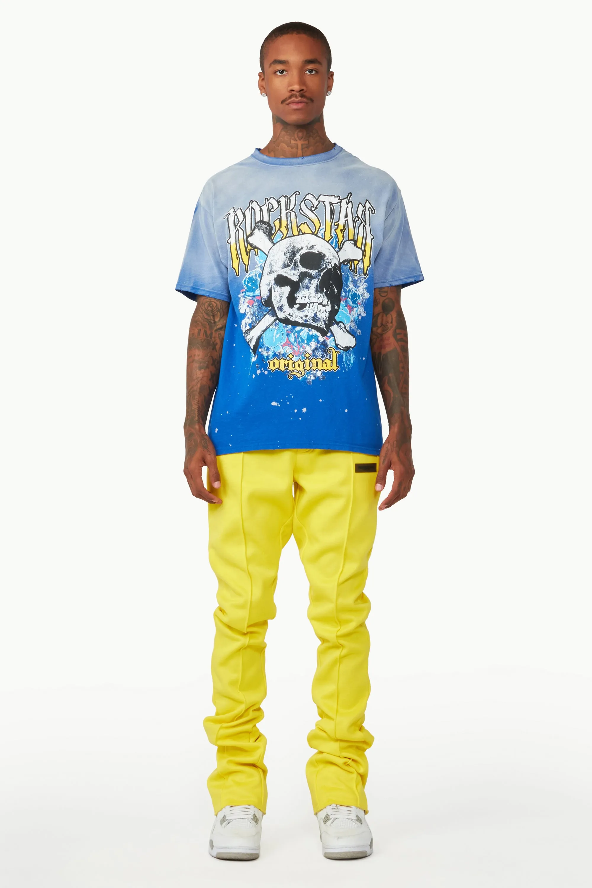 Branson Yellow Stacked Flare Trackpant sold by Rockstar Original product image thumbnail 2