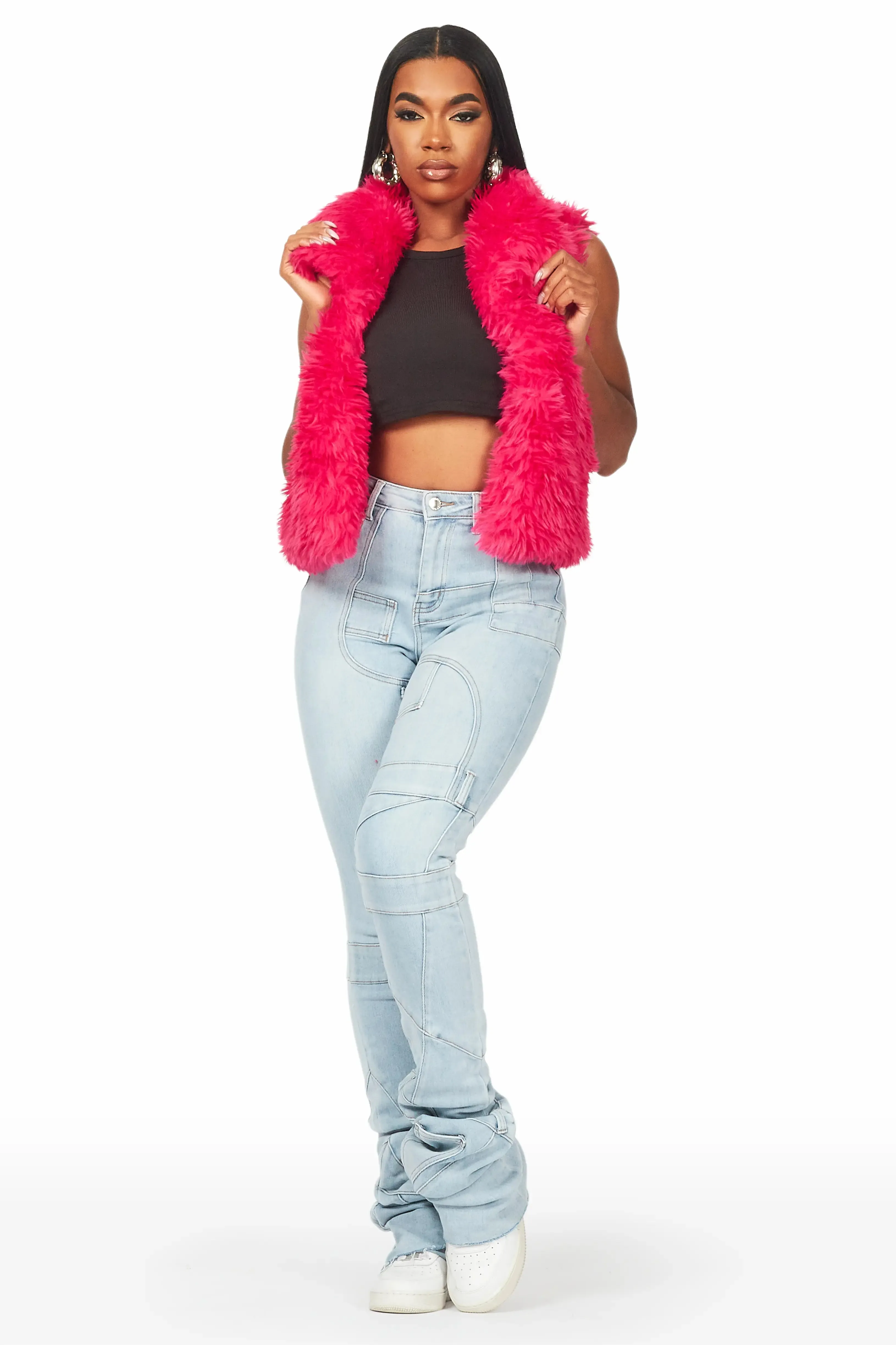 Keionna Fuchsia Fur Vest sold by Rockstar Original product image thumbnail 5