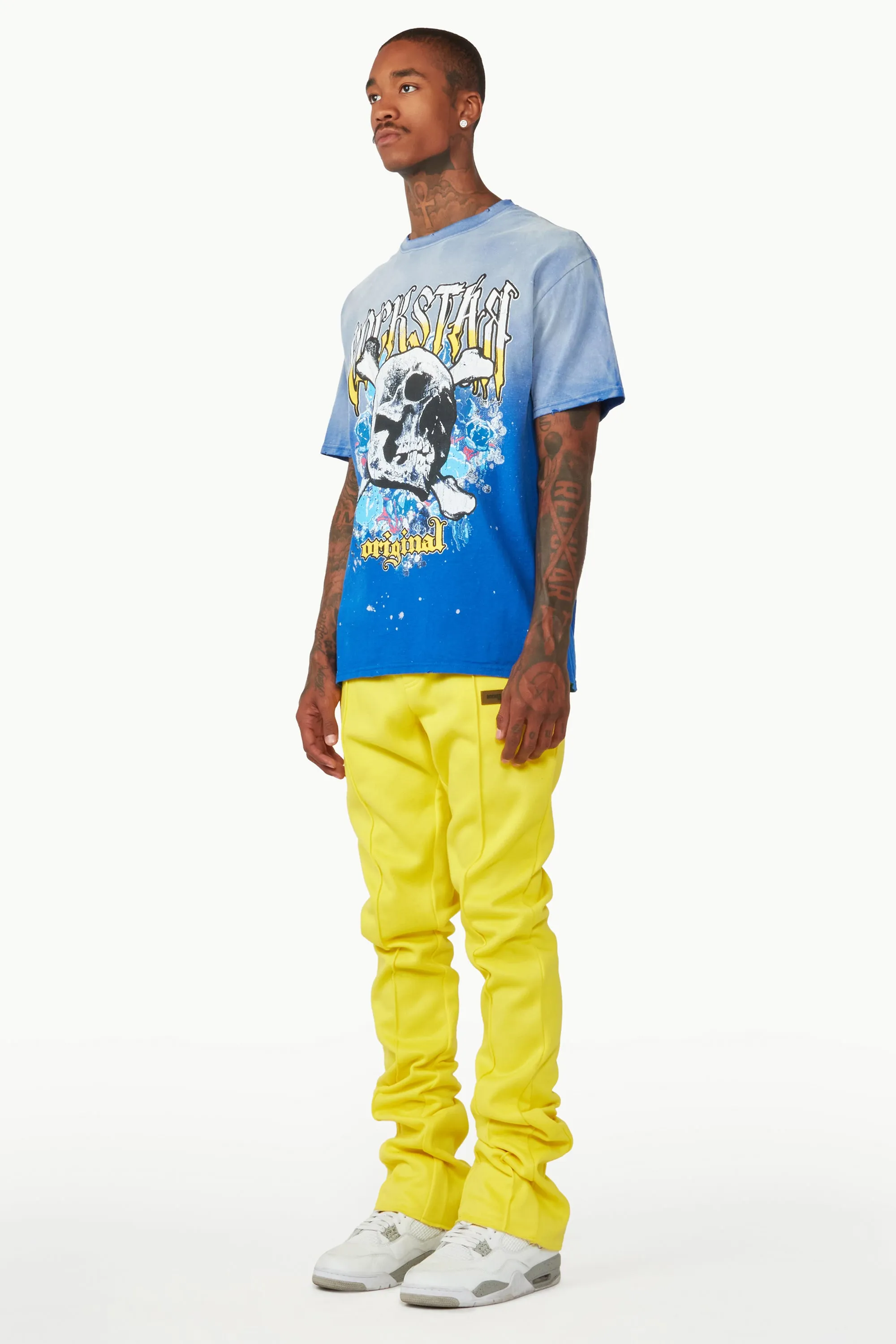 Branson Yellow Stacked Flare Trackpant sold by Rockstar Original product image thumbnail 3