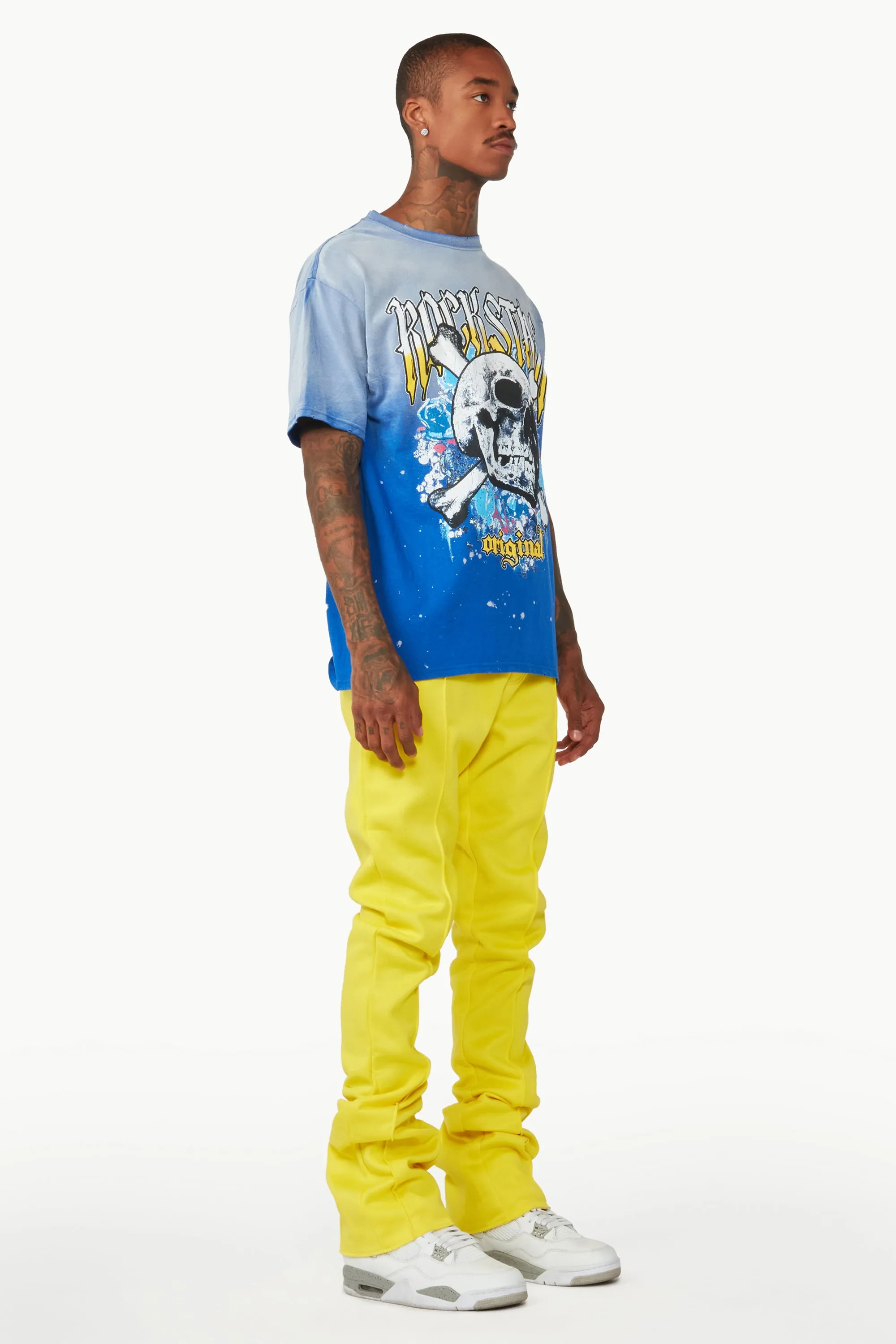 Branson Yellow Stacked Flare Trackpant sold by Rockstar Original product image thumbnail 4