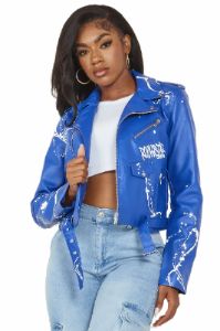 Indi Royal Blue Drippy Biker Jacket sold by Rockstar Original