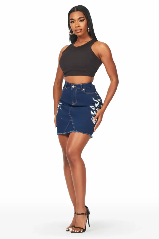 Kaydence Dark Wash Painted Mini Skirt sold by Rockstar Original
