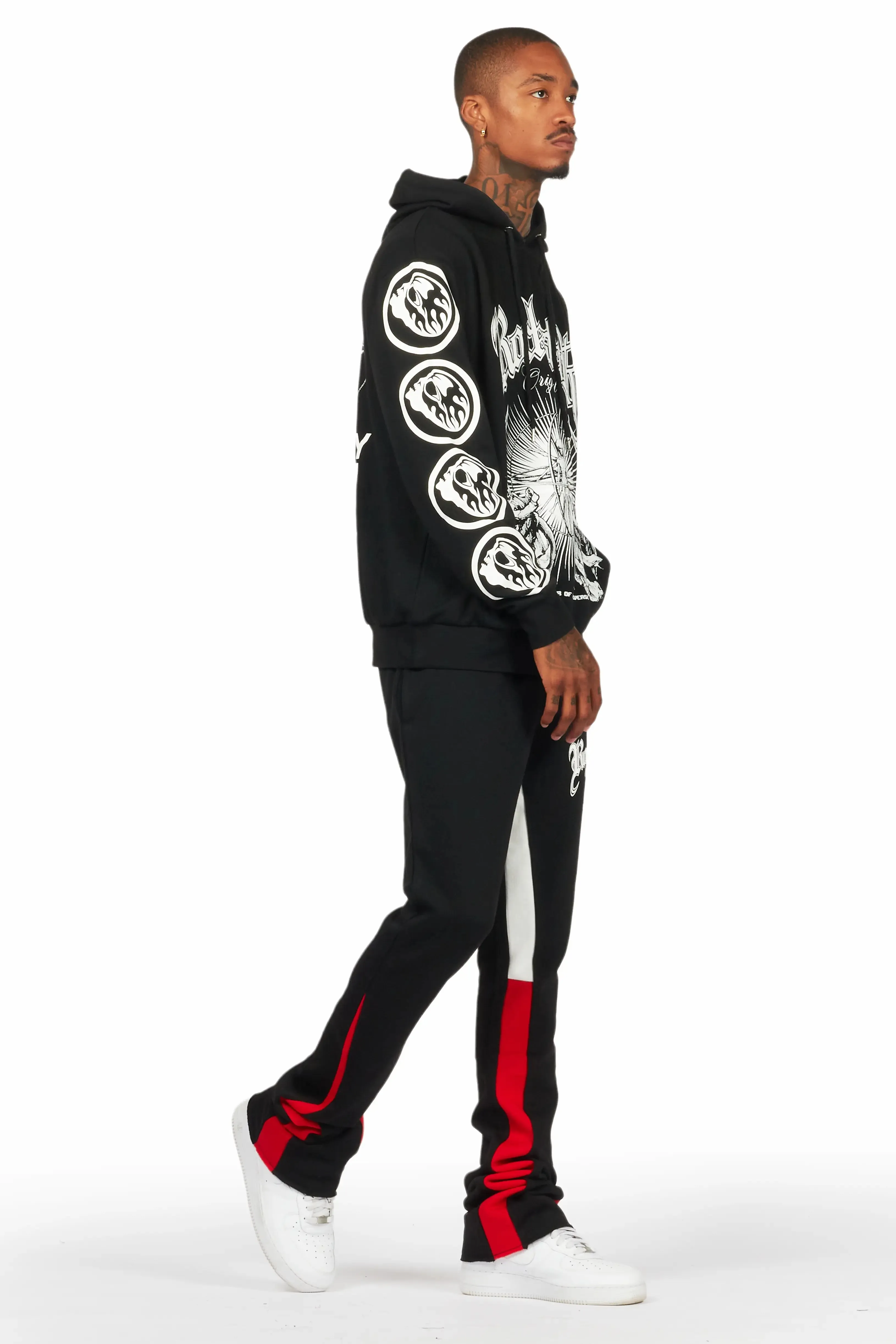 Yarden Black/Red Graphic Hoodie/Stacked Flare Pant Track Set sold by Rockstar Original product image thumbnail 5