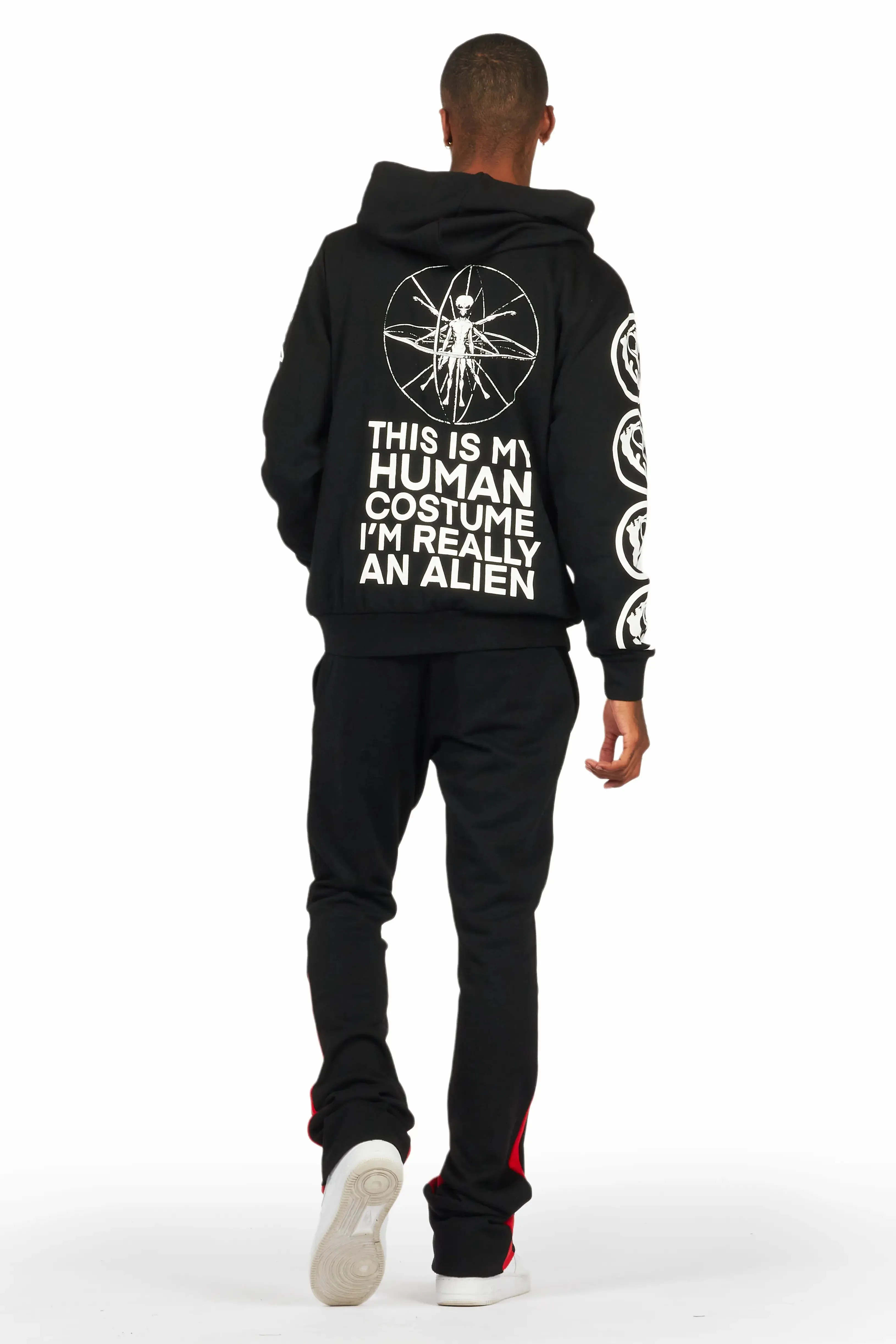Yarden Black/Red Graphic Hoodie/Stacked Flare Pant Track Set sold by Rockstar Original product image thumbnail 3