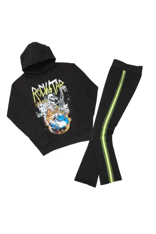 Ramone Black/Green Graphic Hoodie Track Pant Set sold by Rockstar Original