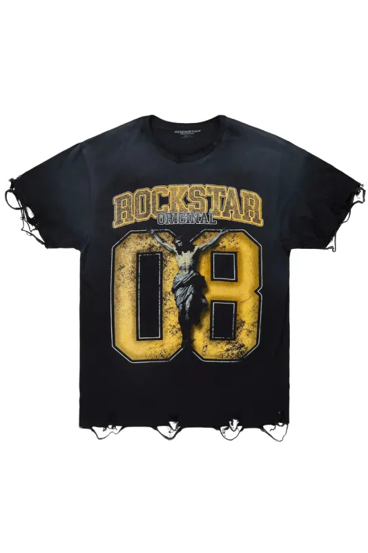 Fields Black/Yellow Oversized Graphic T-Shirt sold by Rockstar Original