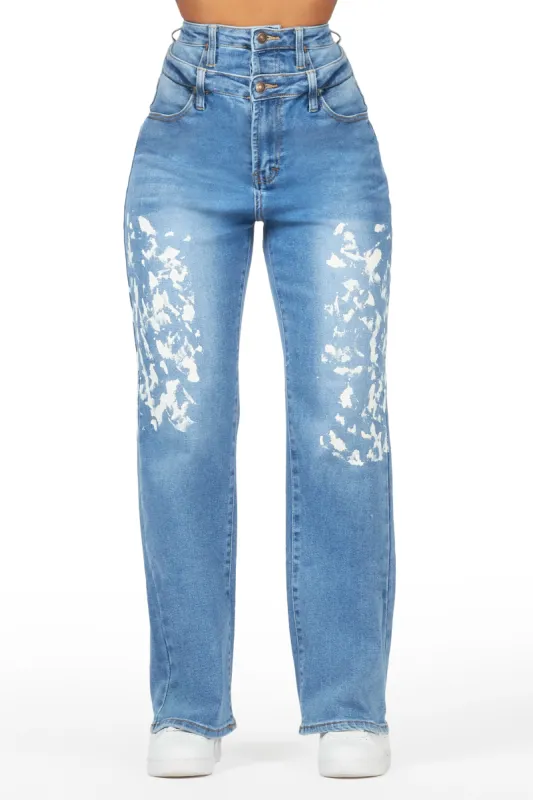 Katina Light Wash Painted Wide Leg Jean sold by Rockstar Original
