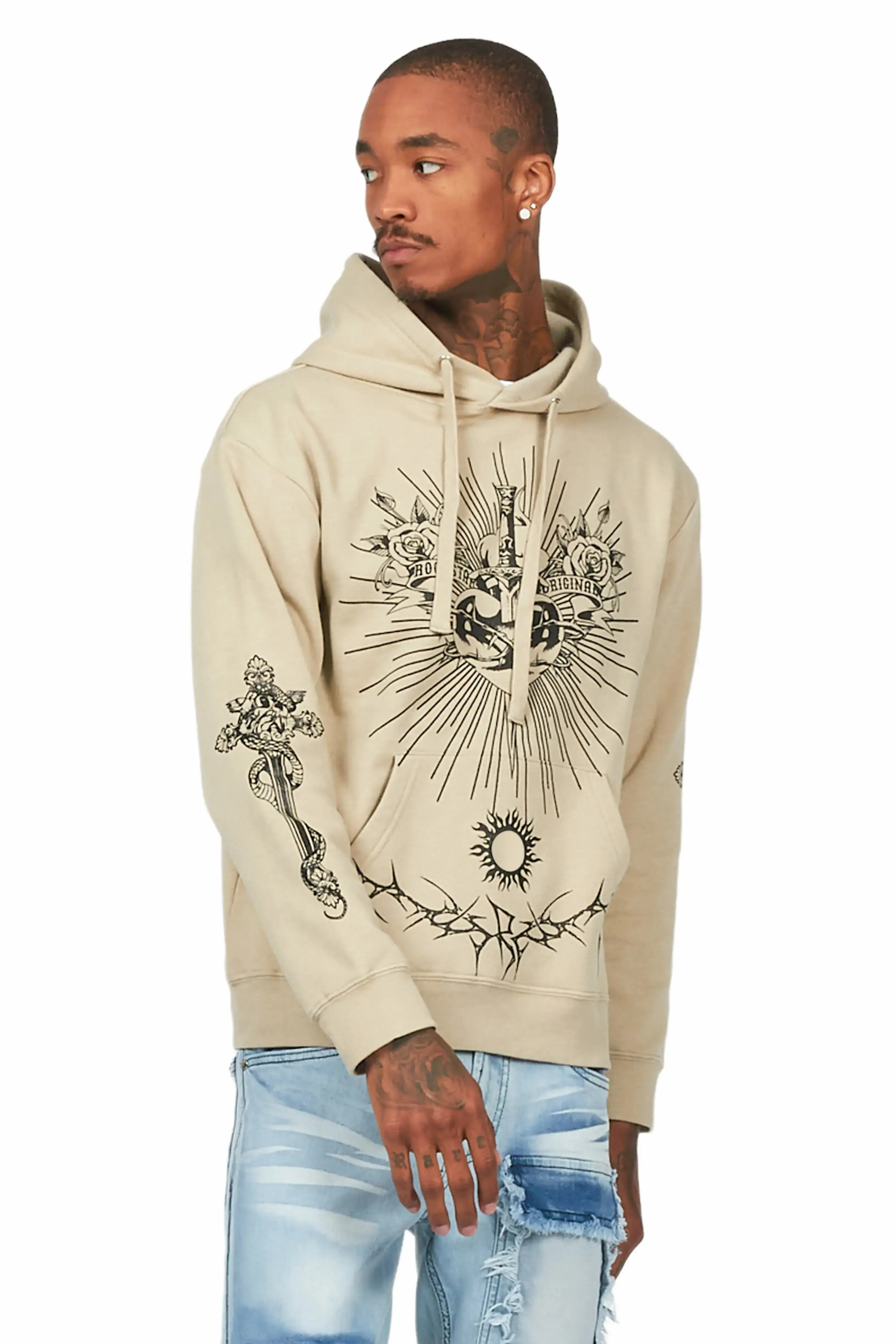 Leander Beige Graphic Hoodie sold by Rockstar Original product image thumbnail 4