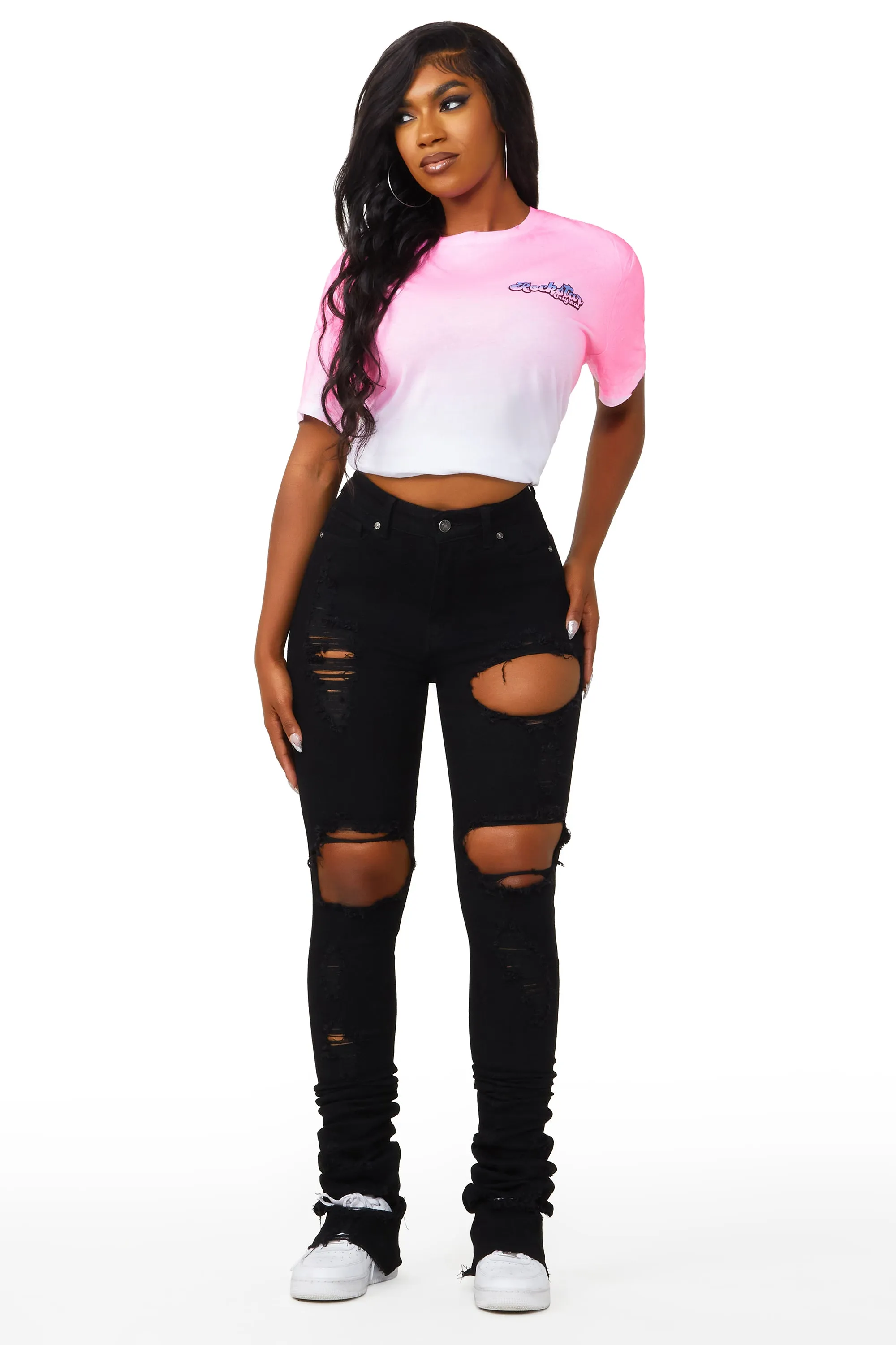 Sheana Black Distressed Super Stacked Jean sold by Rockstar Original product image thumbnail 2