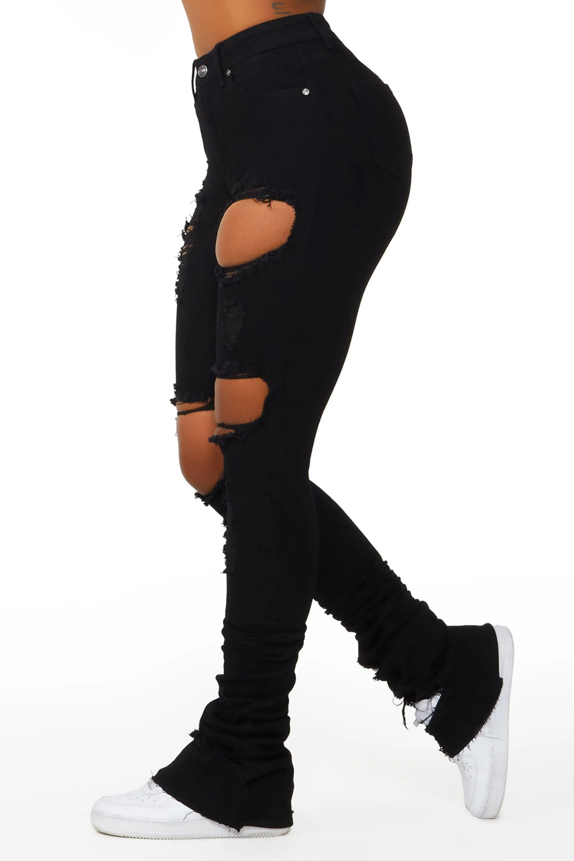 Sheana Black Distressed Super Stacked Jean sold by Rockstar Original product image thumbnail 3