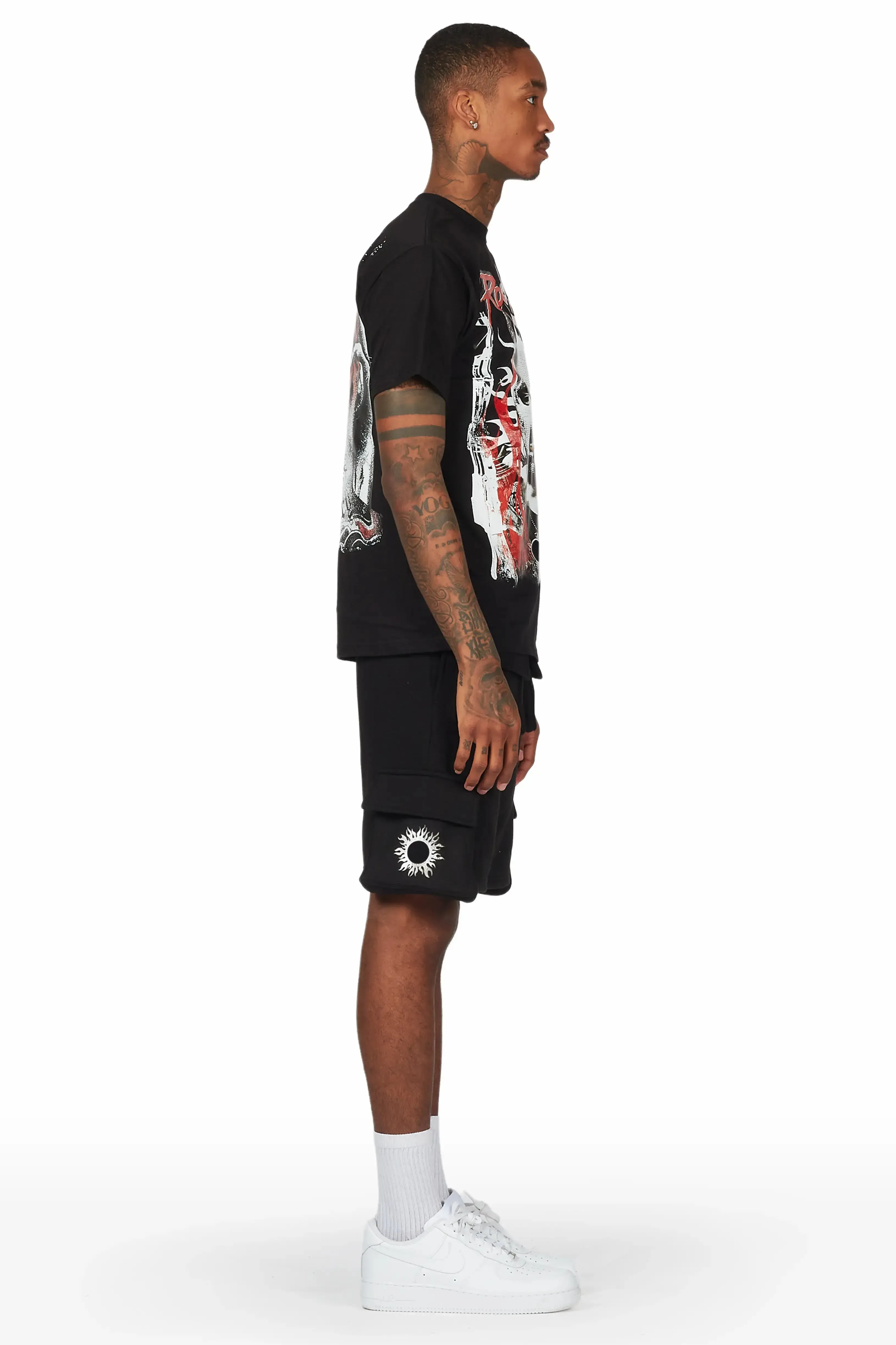 Merci Black T-Shirt Short Set sold by Rockstar Original product image thumbnail 4