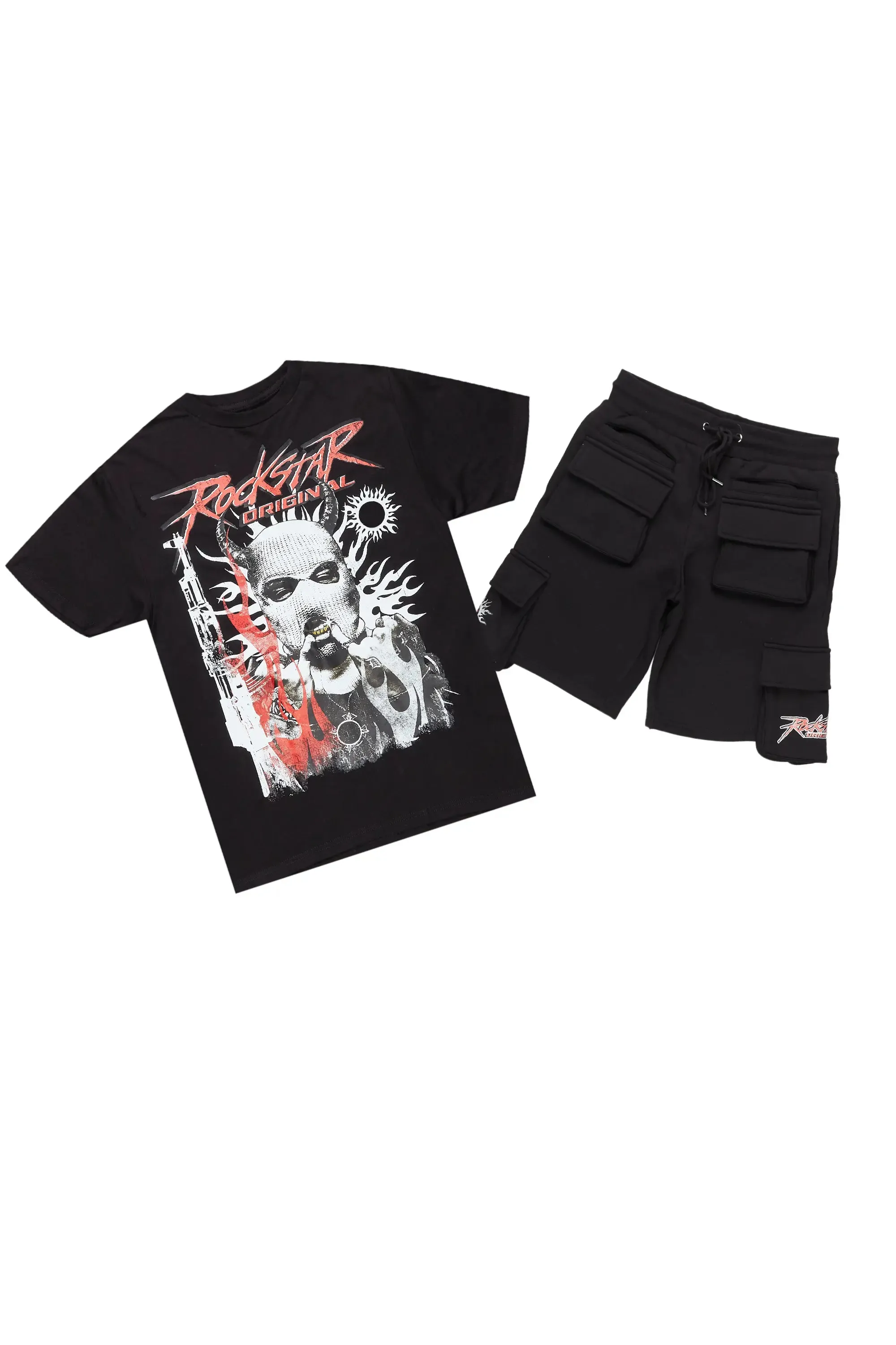 Merci Black T-Shirt Short Set sold by Rockstar Original