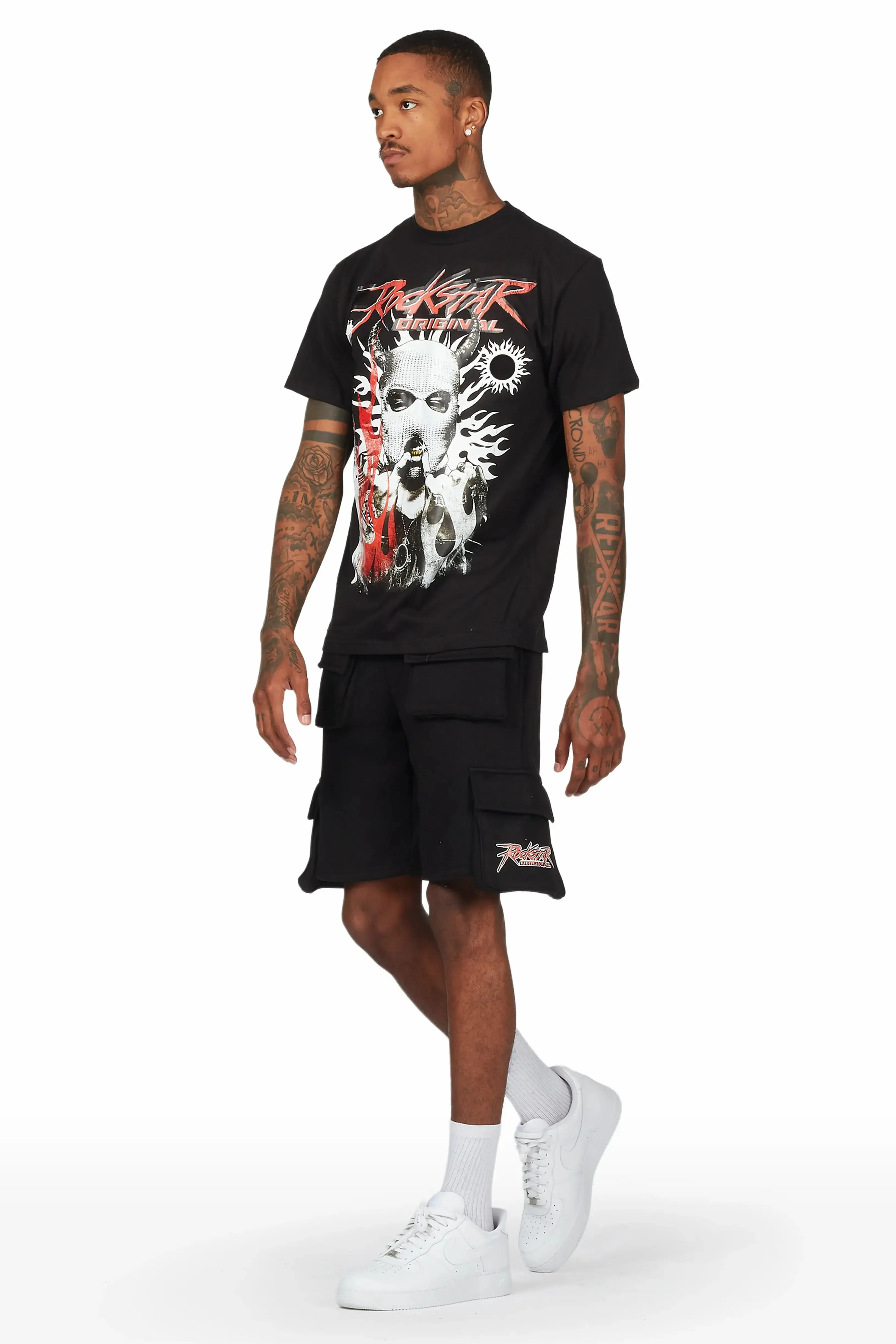 Merci Black T-Shirt Short Set sold by Rockstar Original product image thumbnail 3