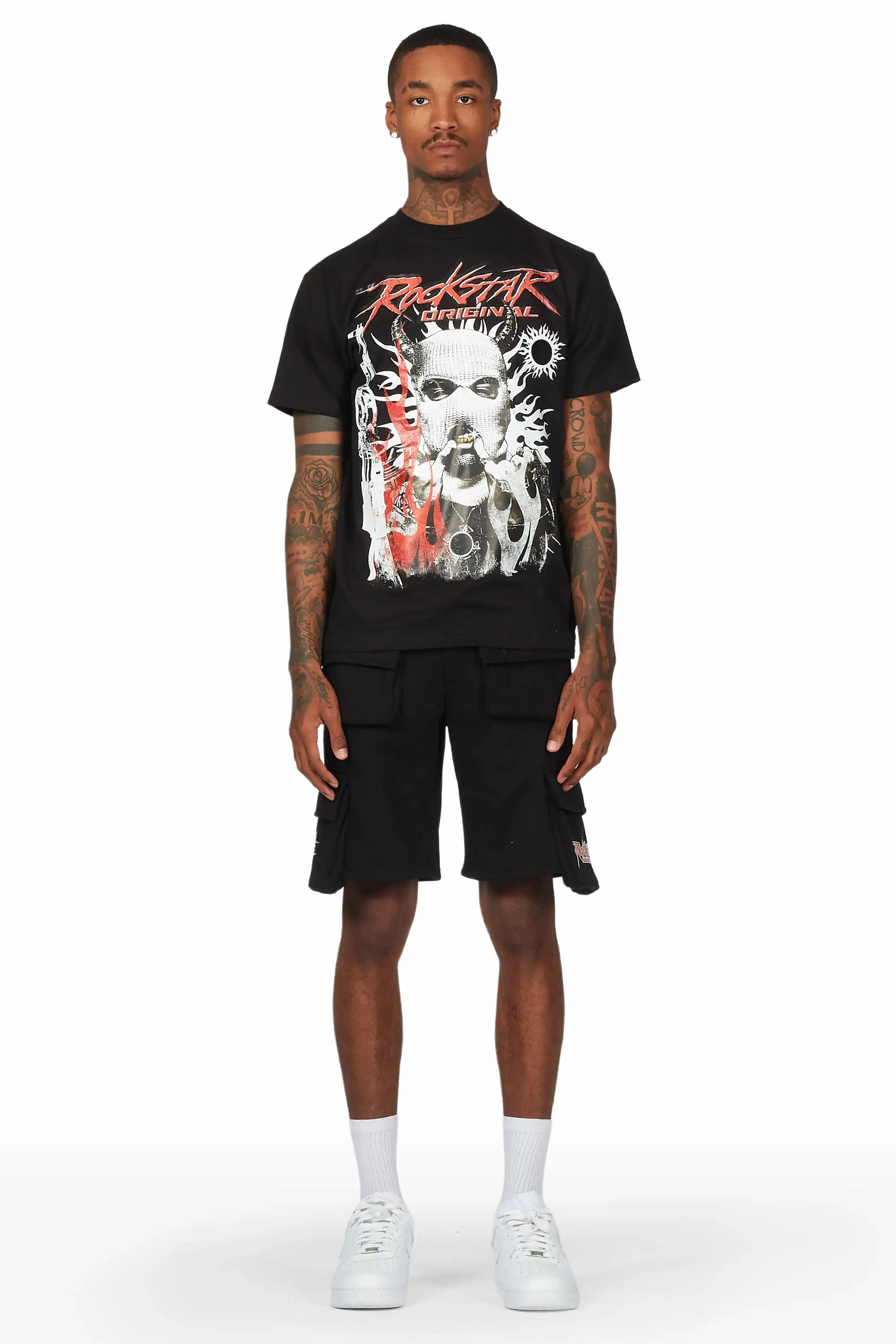 Merci Black T-Shirt Short Set sold by Rockstar Original product image thumbnail 2