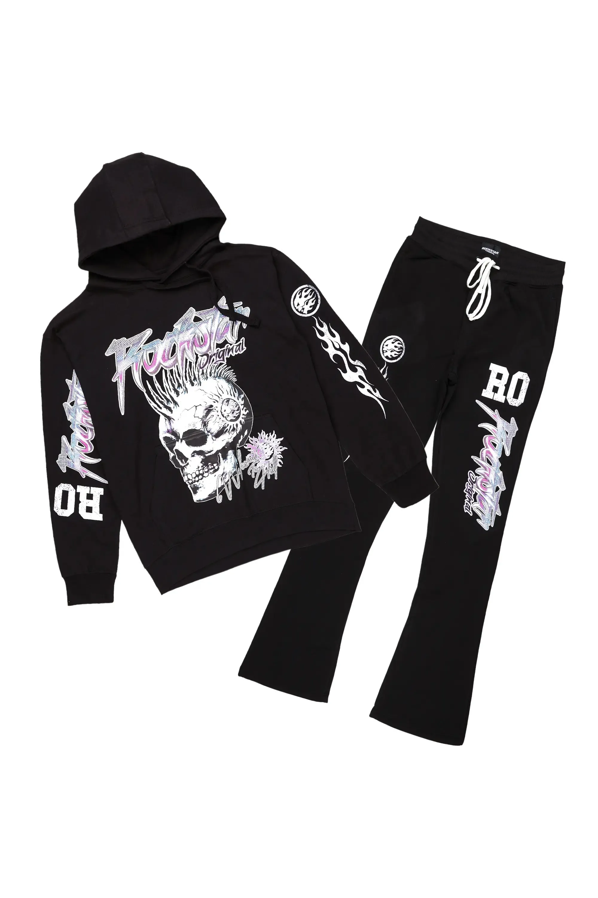 Bram Black Graphic Hoodie/Track Pant Set sold by Rockstar Original