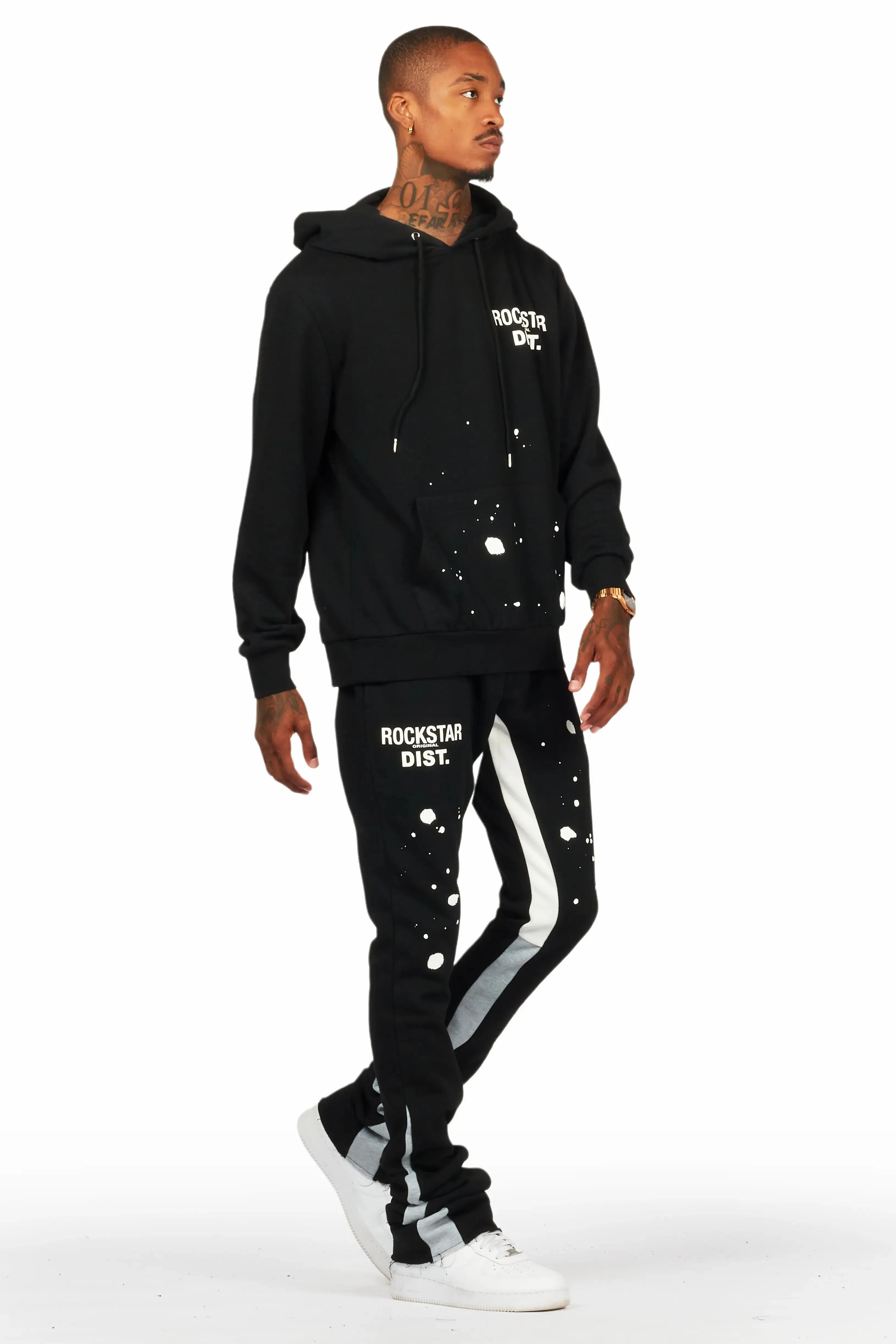 Raffer Black/White Hoodie/Super Stacked Flare Pant Set sold by Rockstar Original product image thumbnail 5