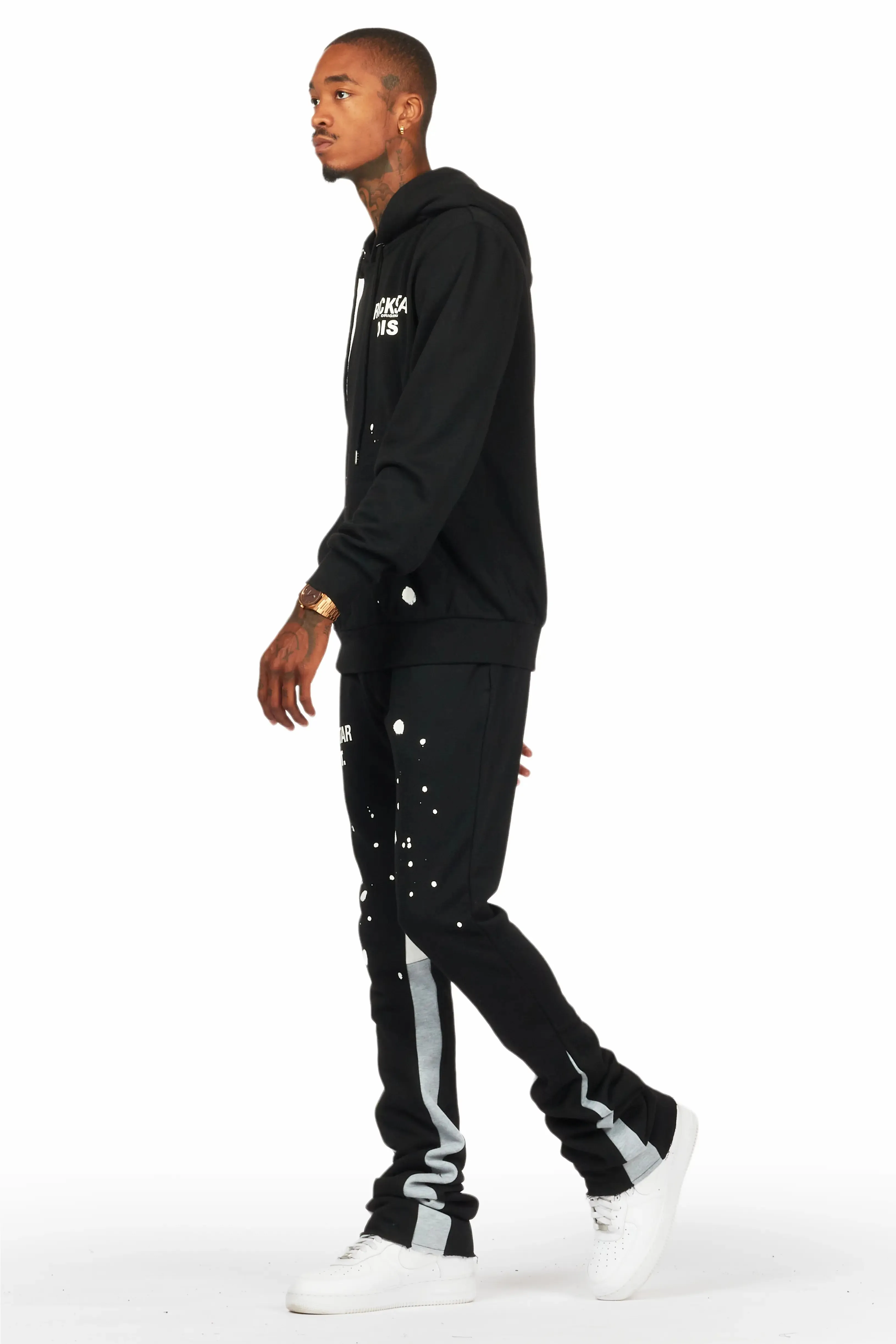 Raffer Black/White Hoodie/Super Stacked Flare Pant Set sold by Rockstar Original product image thumbnail 4