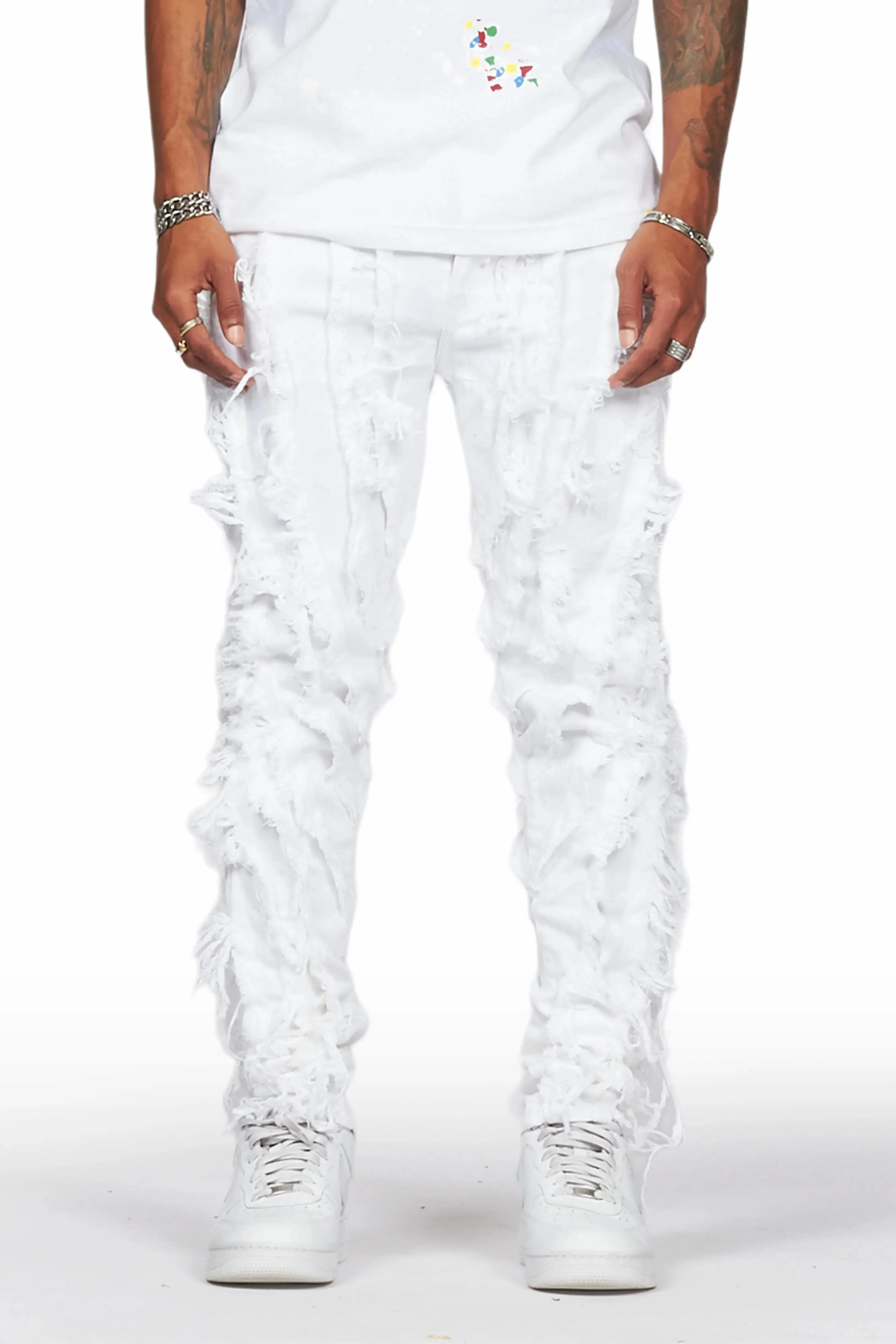 Achilles White Raw Edge Skinny Fit Jean sold by Rockstar Original