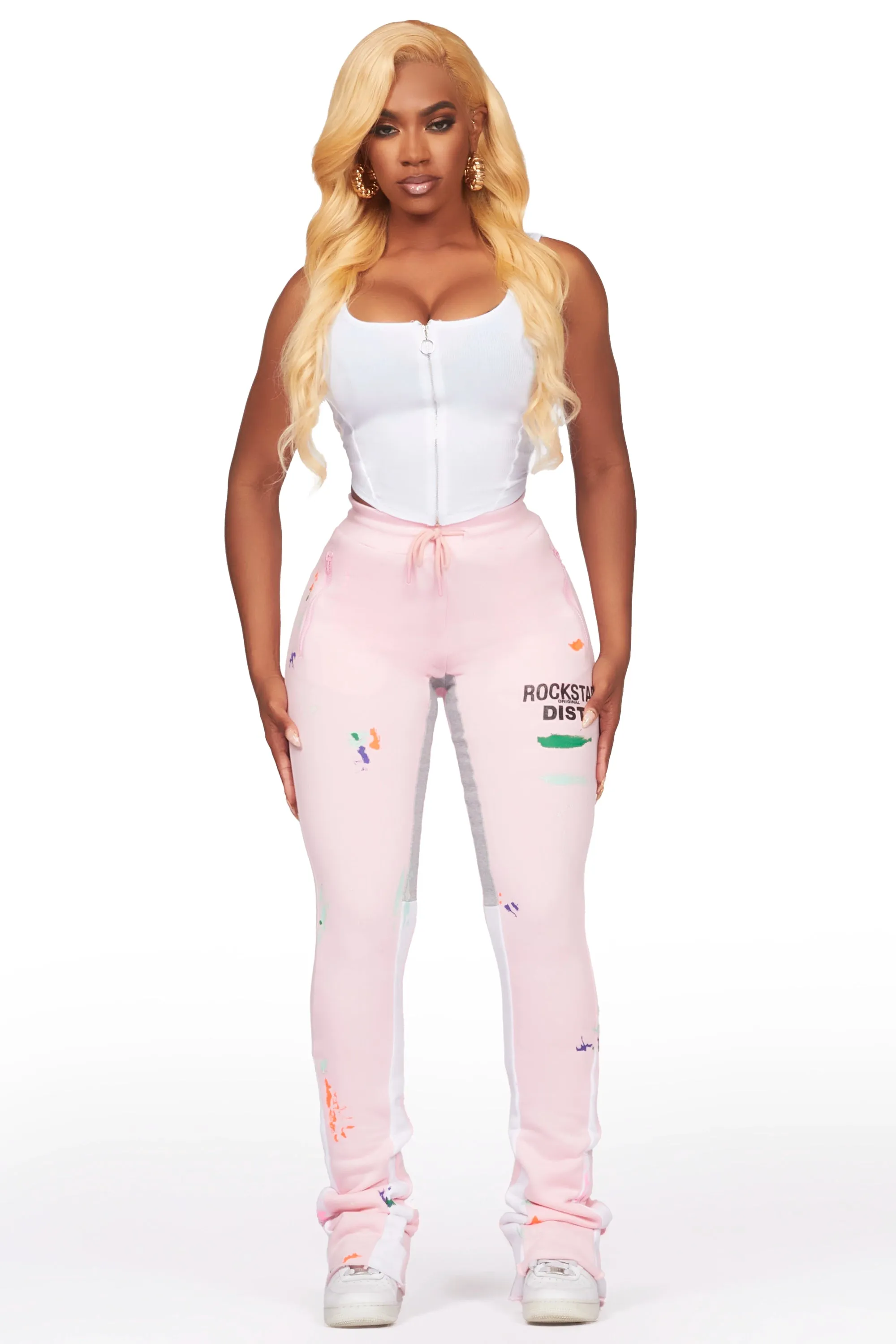 Brandee White/Pink Corset Super Stacked Trackset sold by Rockstar Original