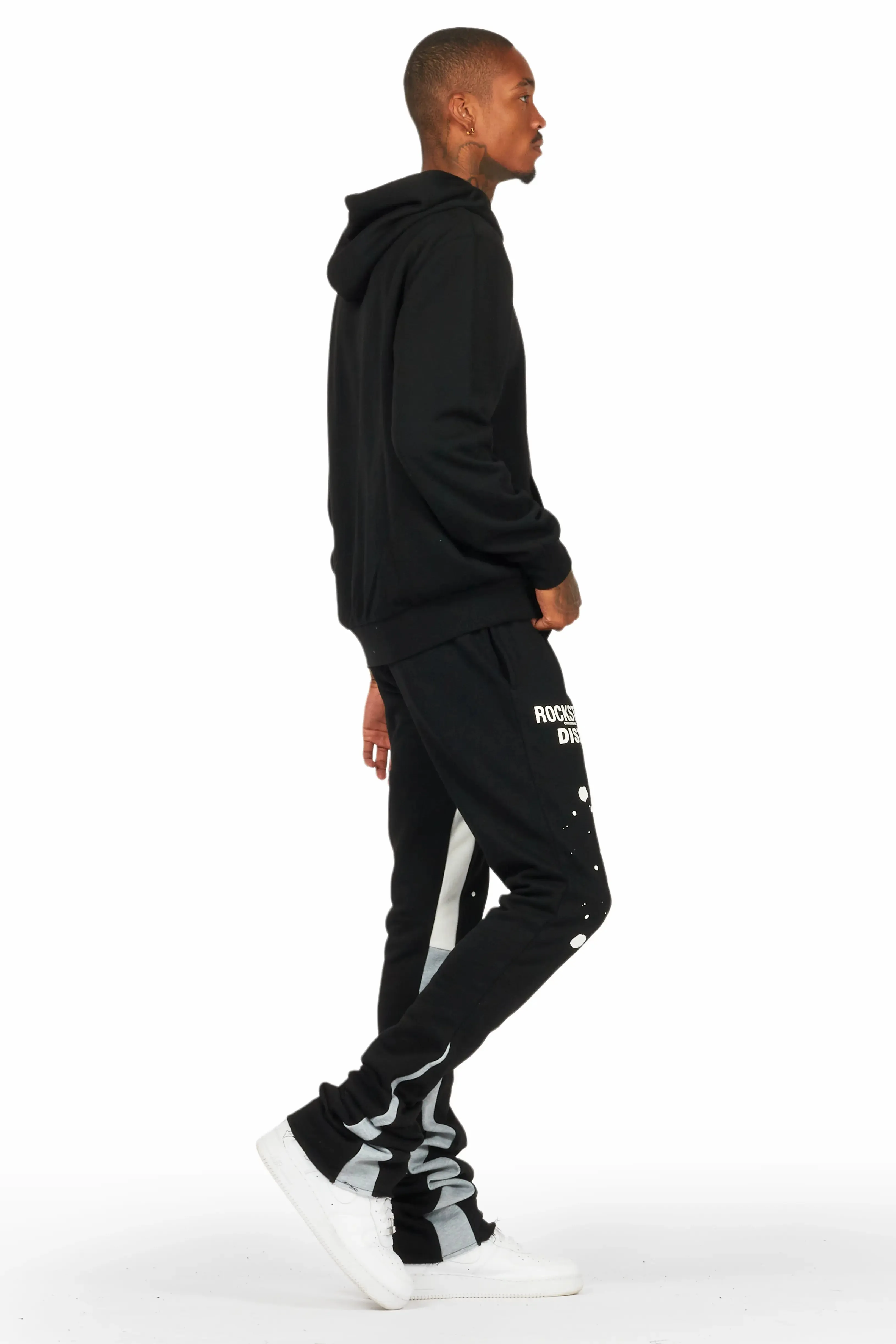 Raffer Black/White Hoodie/Super Stacked Flare Pant Set sold by Rockstar Original product image thumbnail 2