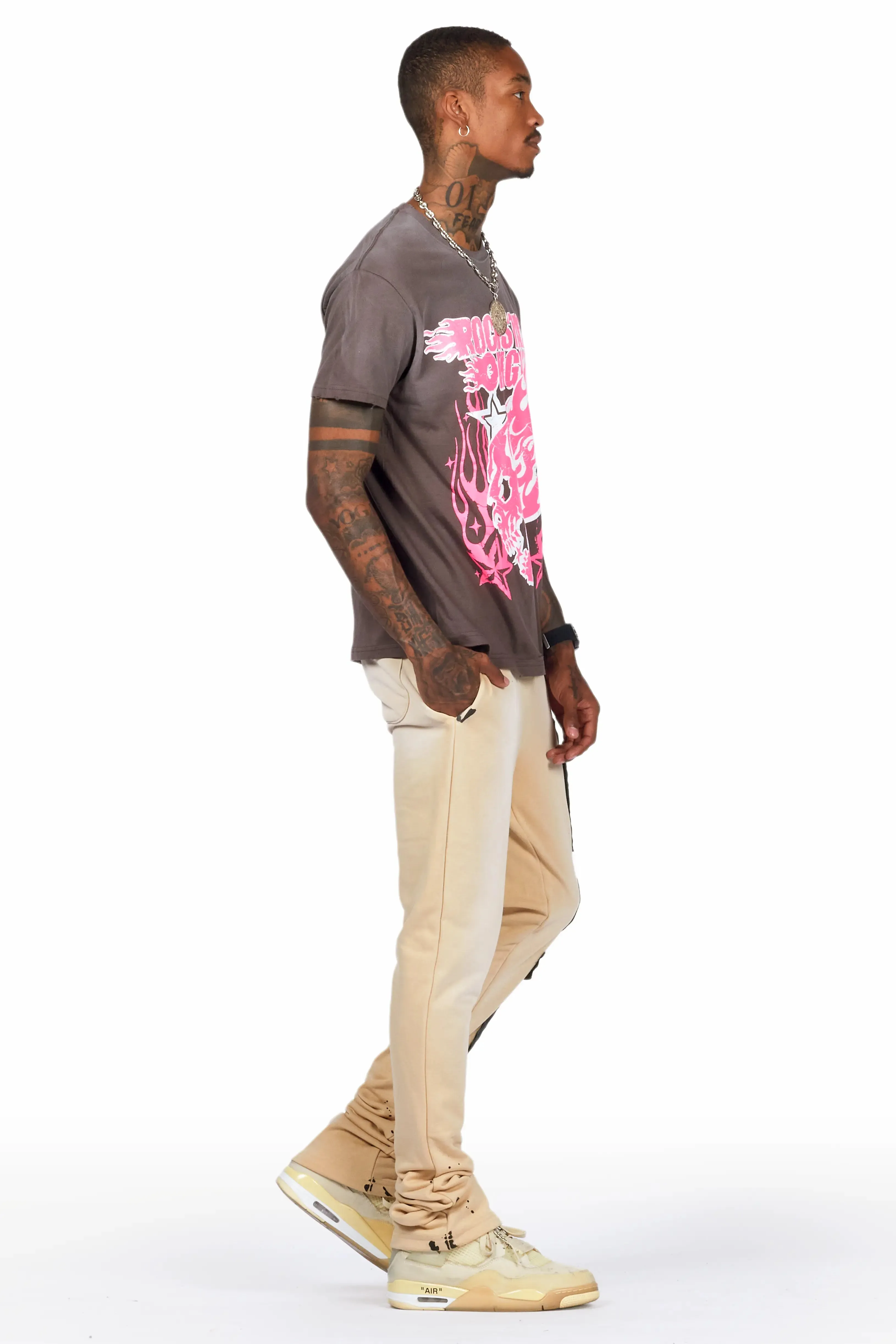 Acotas Khaki Patchwork Stacked Flare Pants sold by Rockstar Original product image thumbnail 4