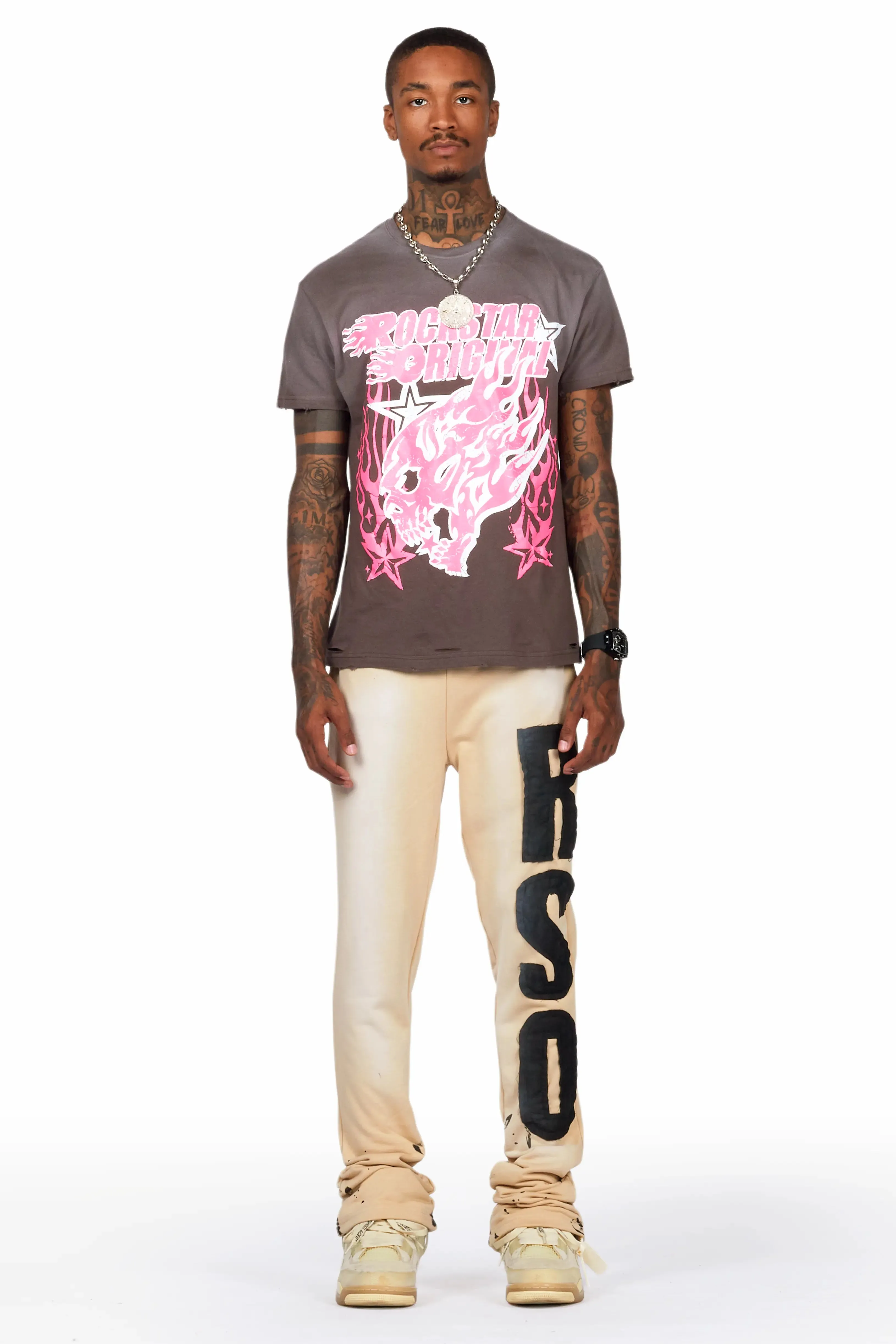 Acotas Khaki Patchwork Stacked Flare Pants sold by Rockstar Original product image thumbnail 3