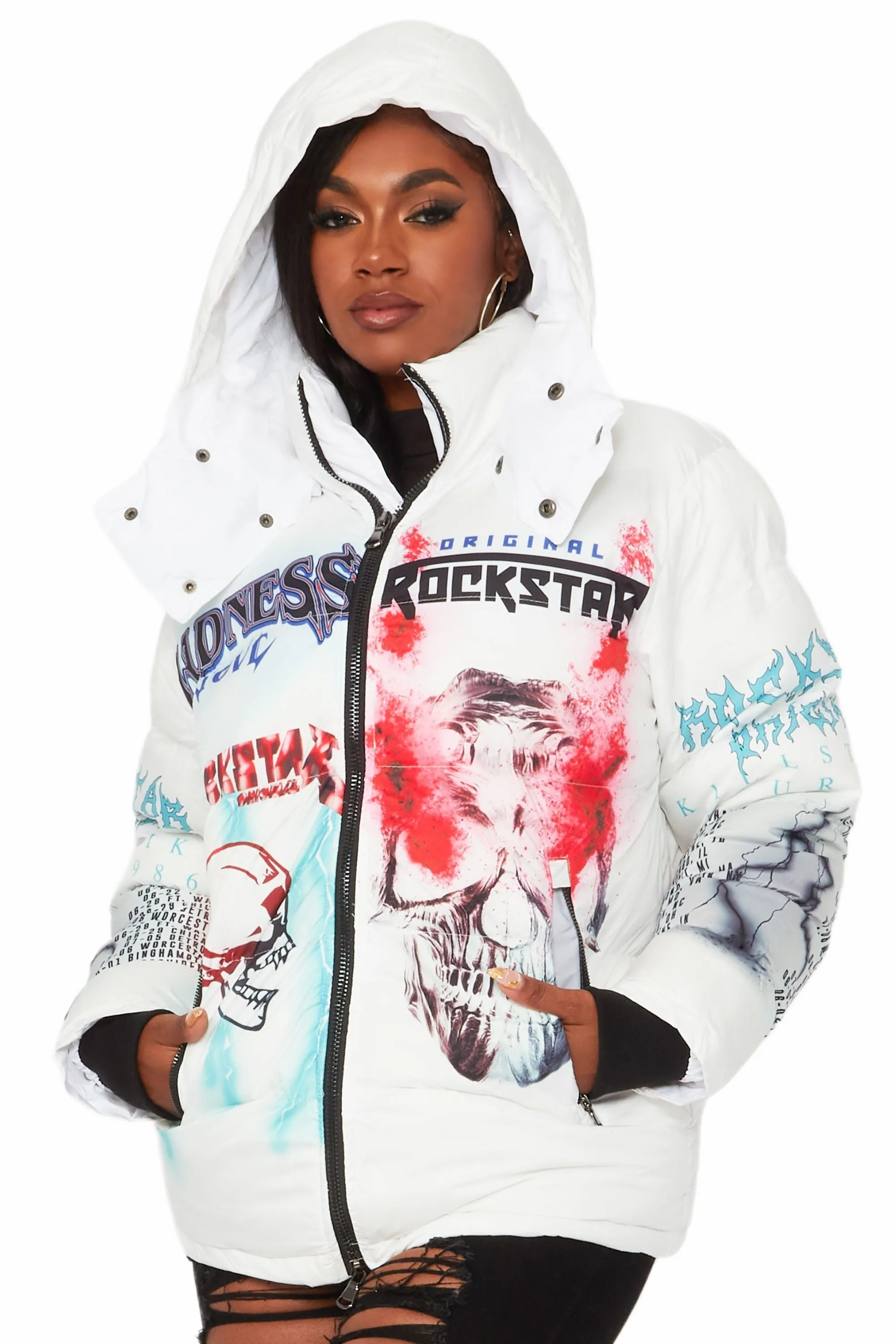 Baily White Oversized Puffer Jacket sold by Rockstar Original