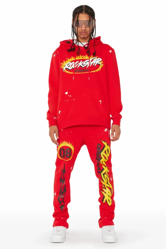 Ajani Red Slim Fit Track Set sold by Rockstar Original