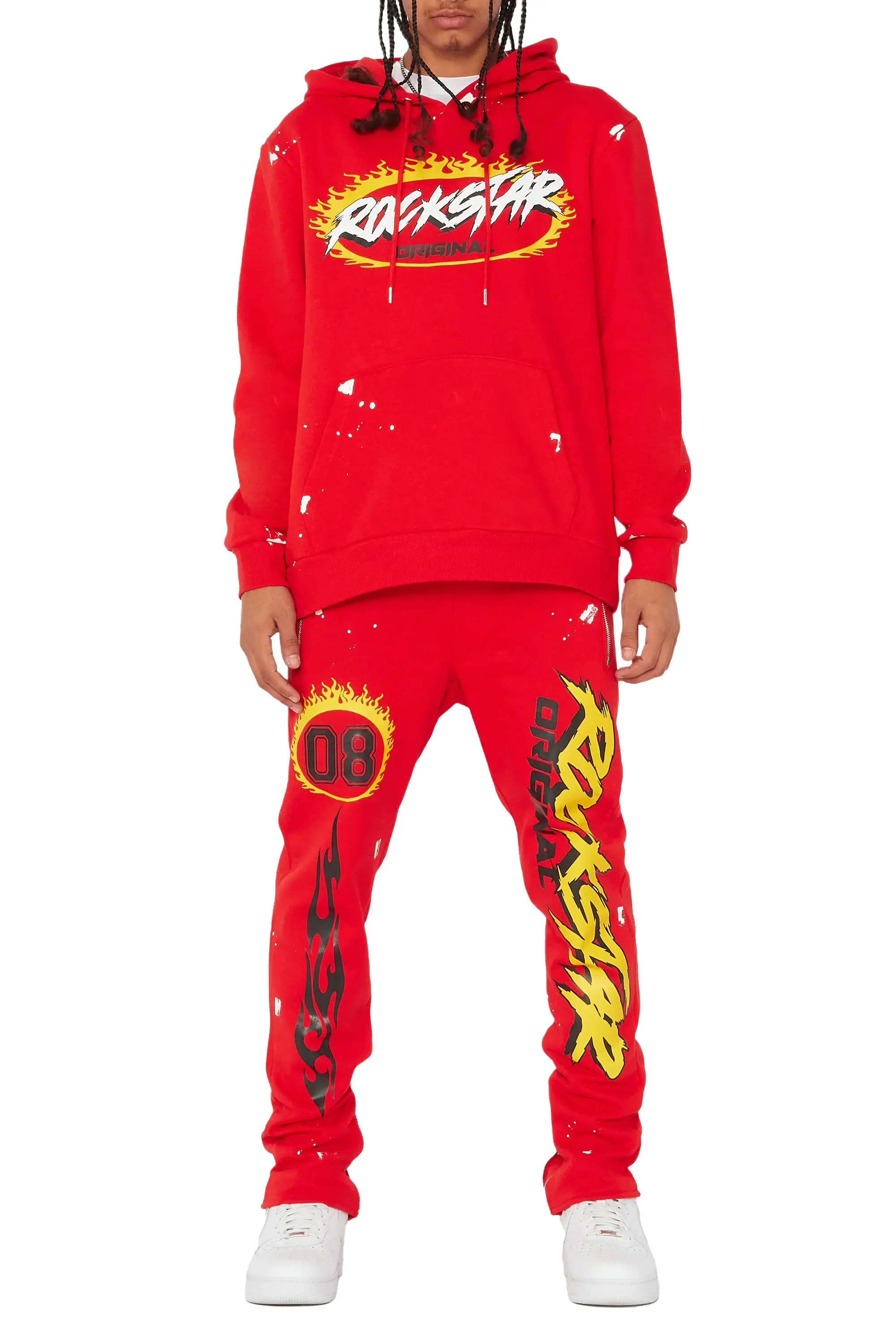 Ajani Red Slim Fit Track Set sold by Rockstar Original product image thumbnail 5