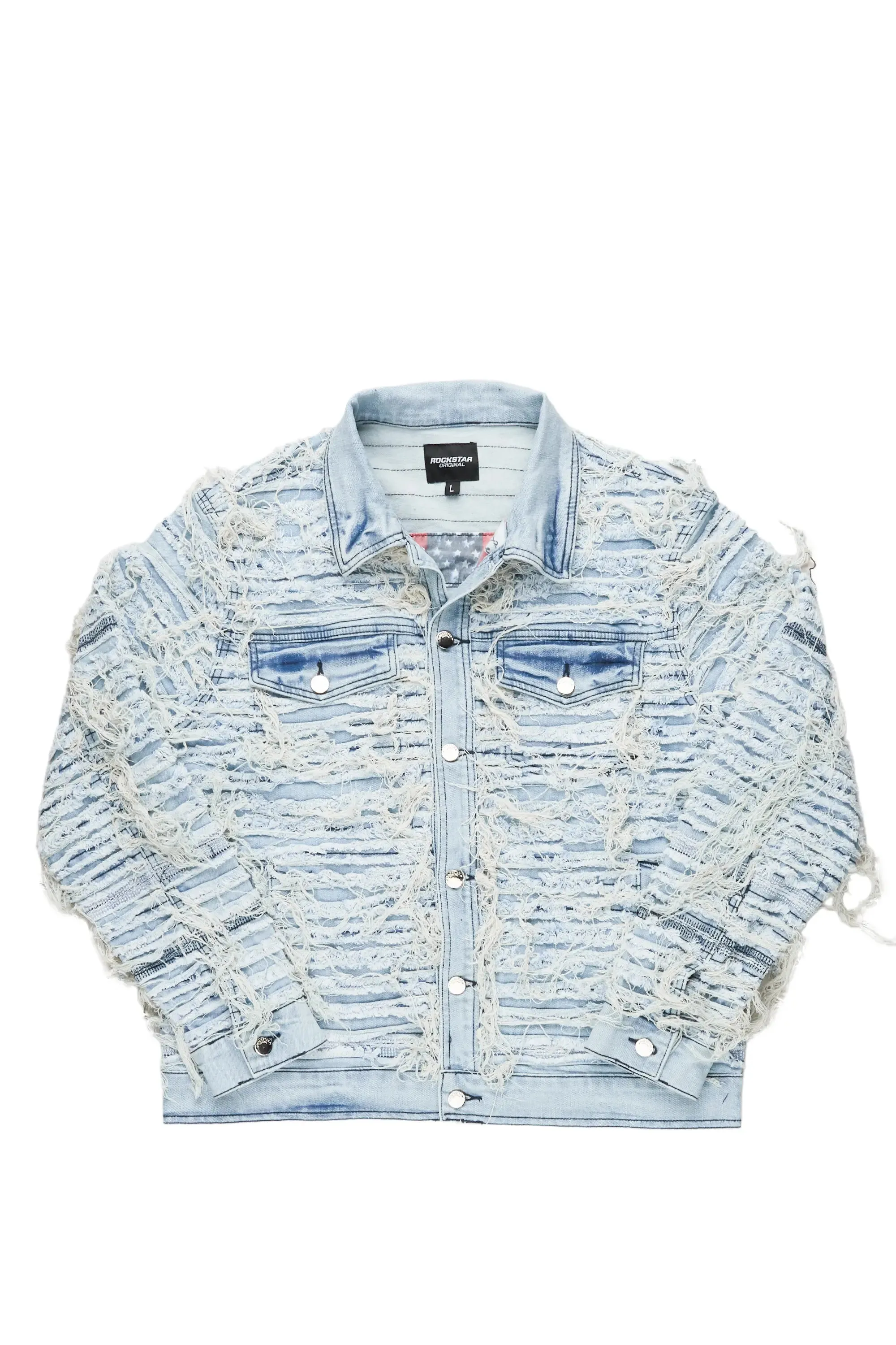Ayan Blue Distressed Denim Jacket sold by Rockstar Original product image thumbnail 2