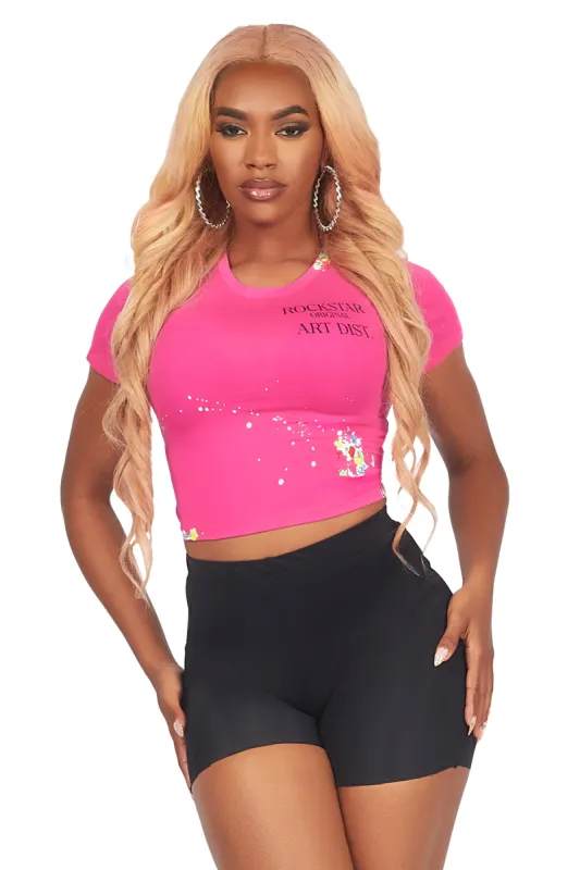 Lashina Fuchsia Crop T-Shirt sold by Rockstar Original