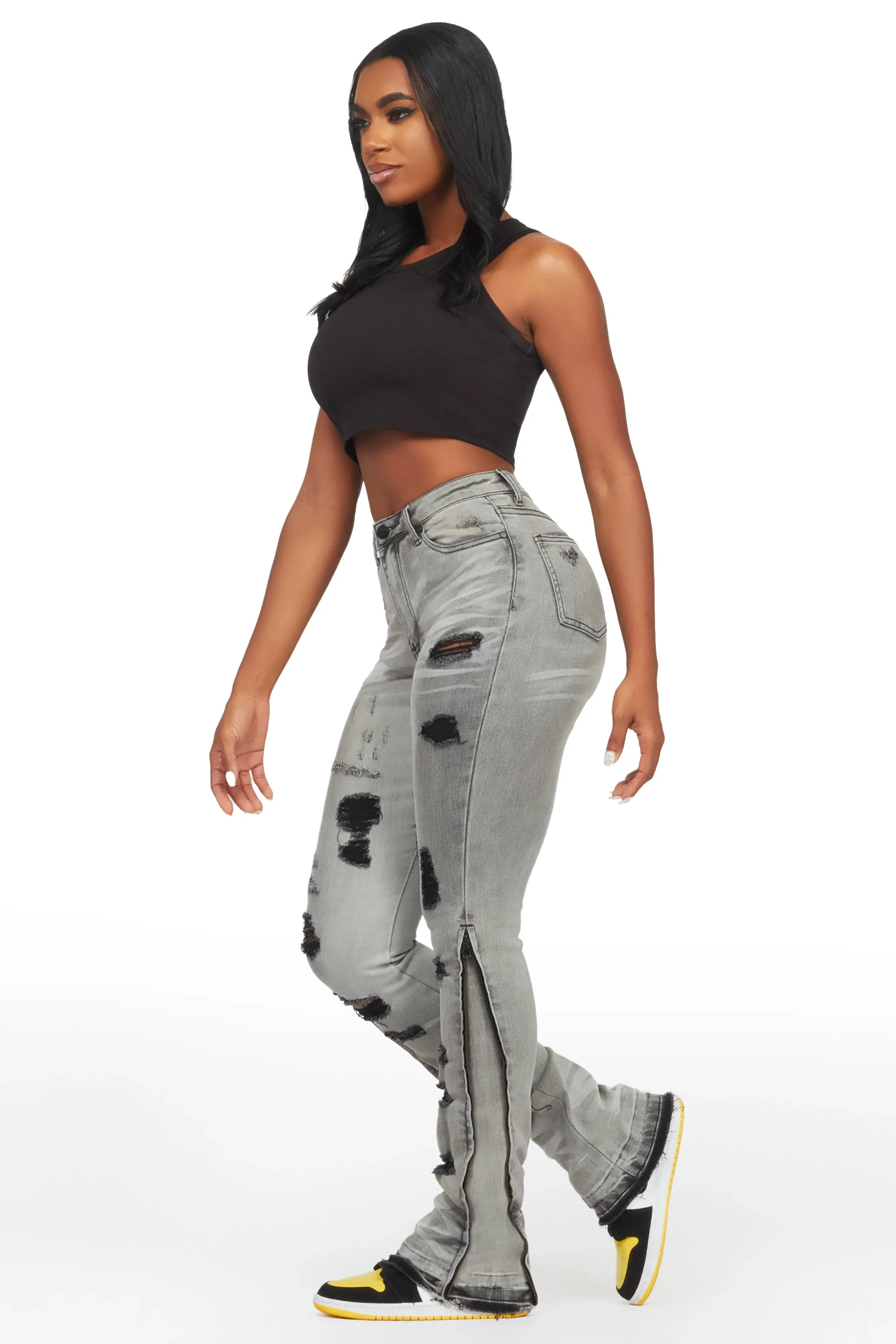 Whitley Grey Stacked Jean sold by Rockstar Original product image thumbnail 3
