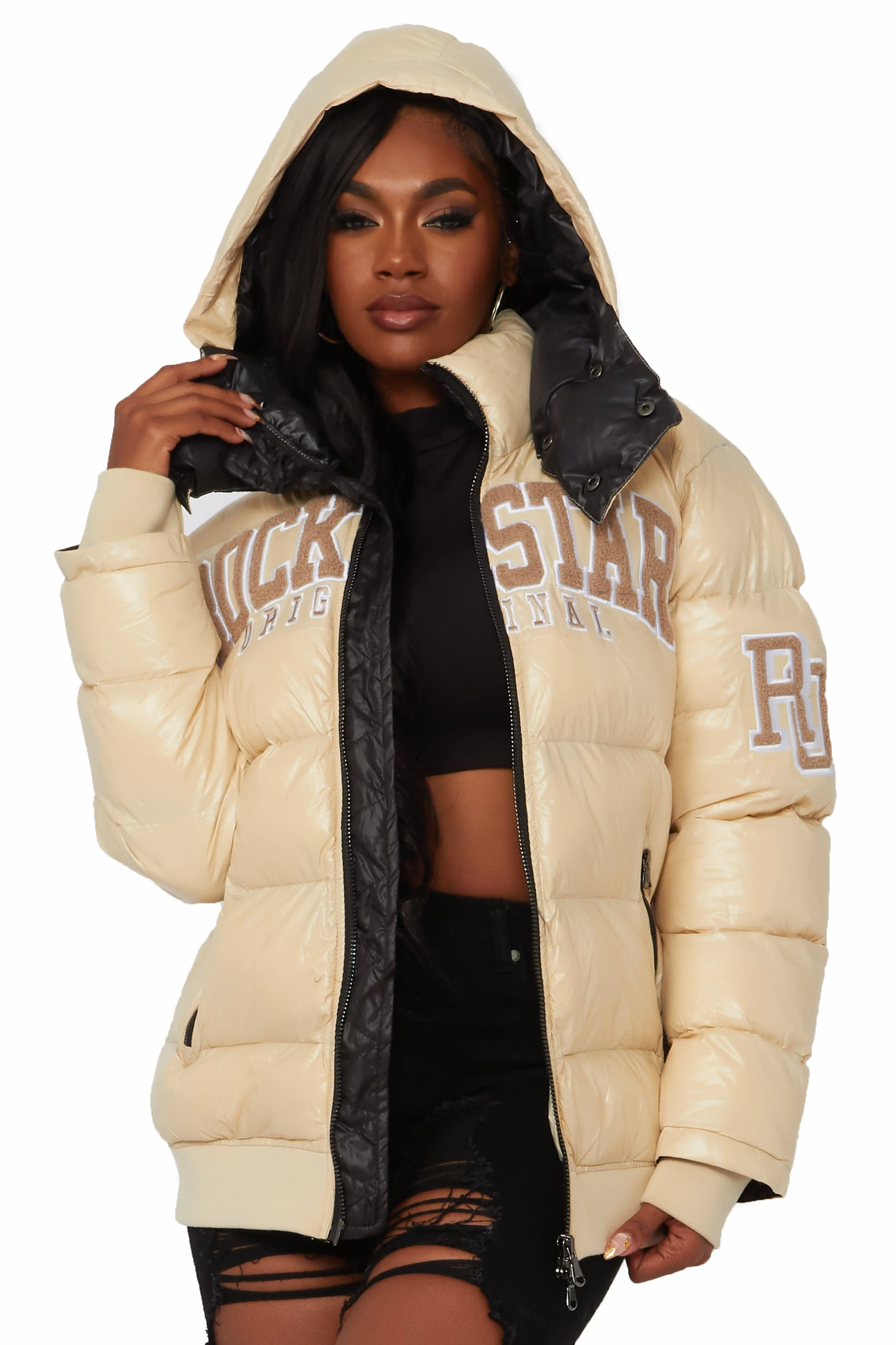 Esmeralda Beige Puffer Jacket sold by Rockstar Original product image thumbnail 4