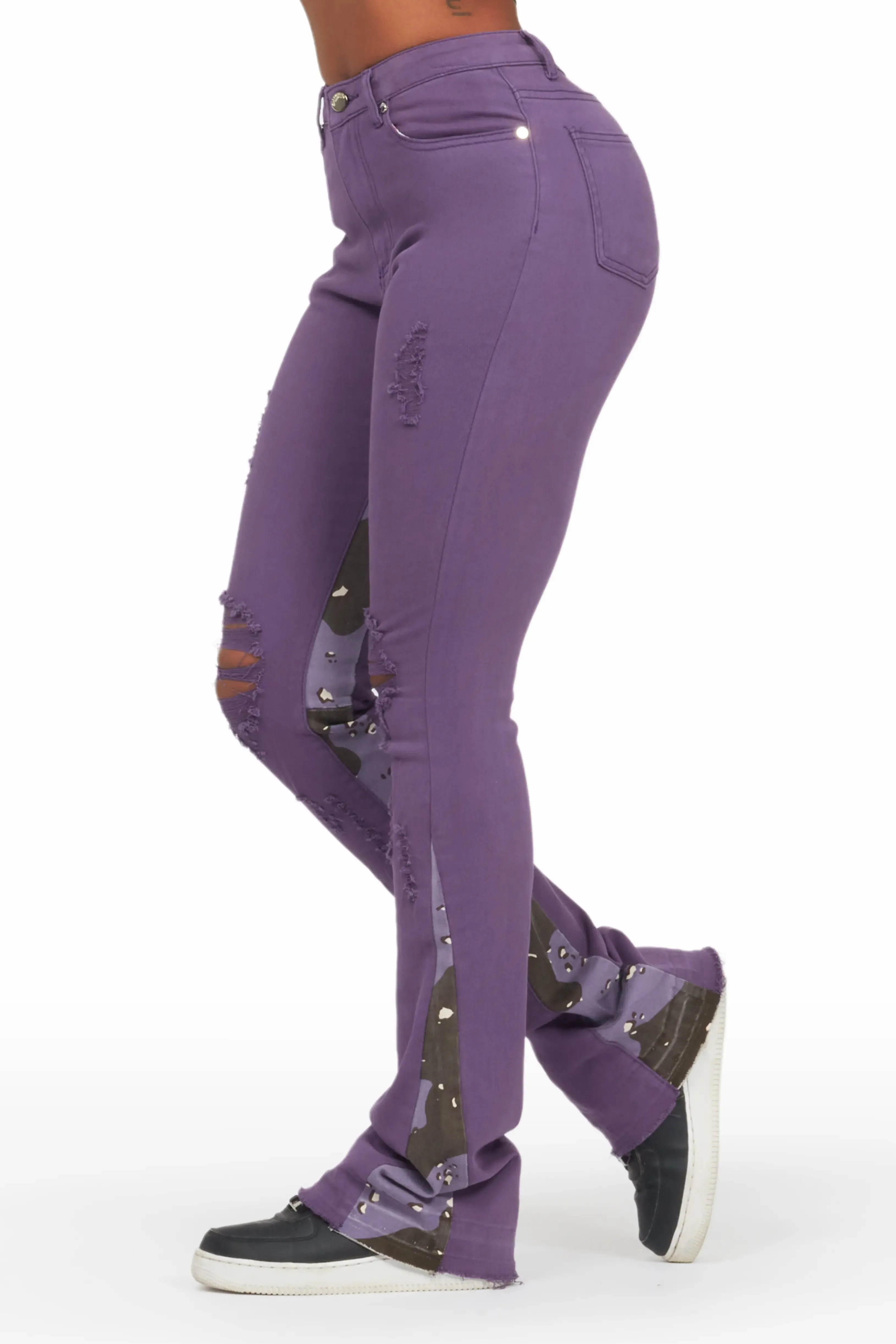 Khaleesy Purple Stacked Flare Jean sold by Rockstar Original product image thumbnail 2