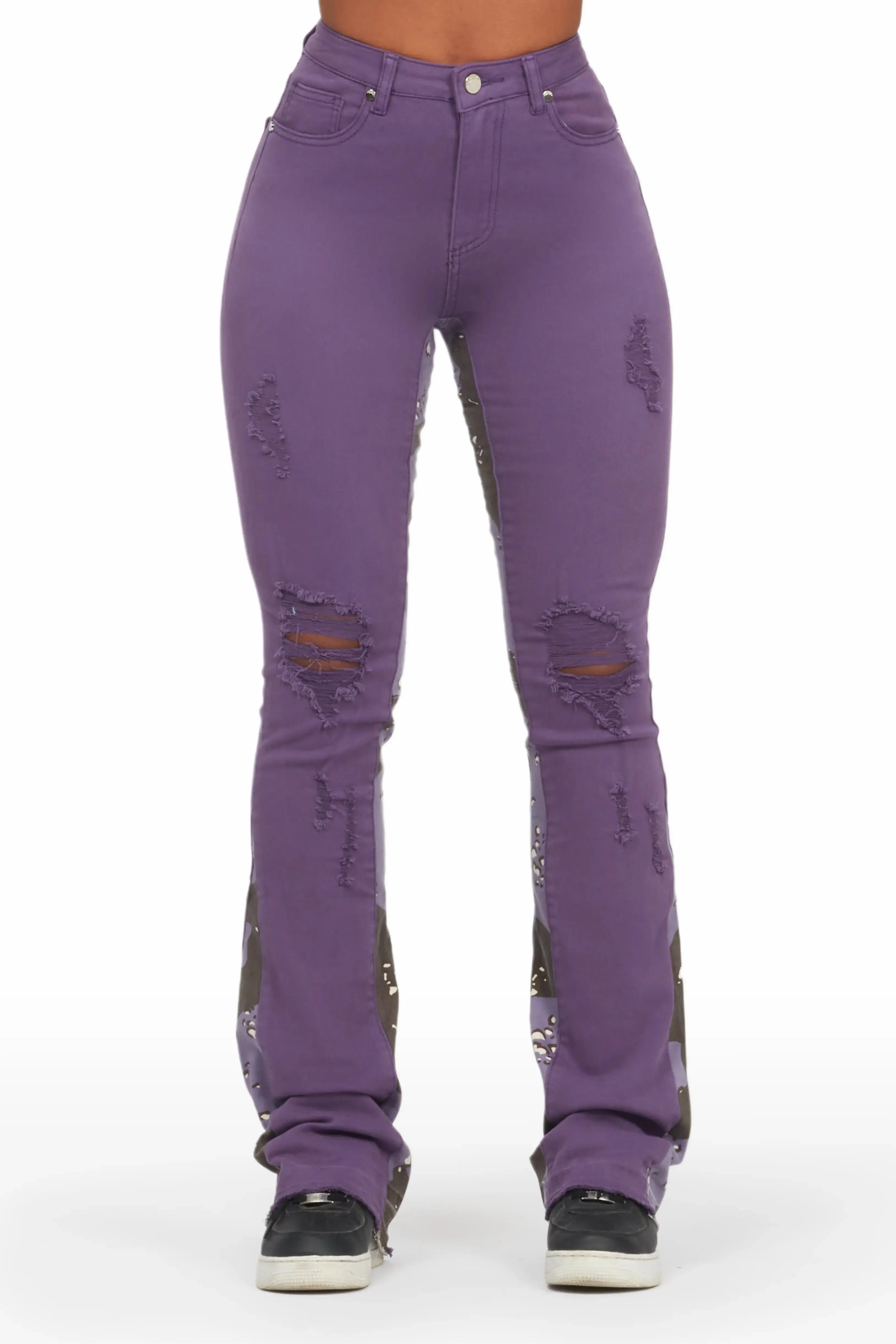 Khaleesy Purple Stacked Flare Jean sold by Rockstar Original