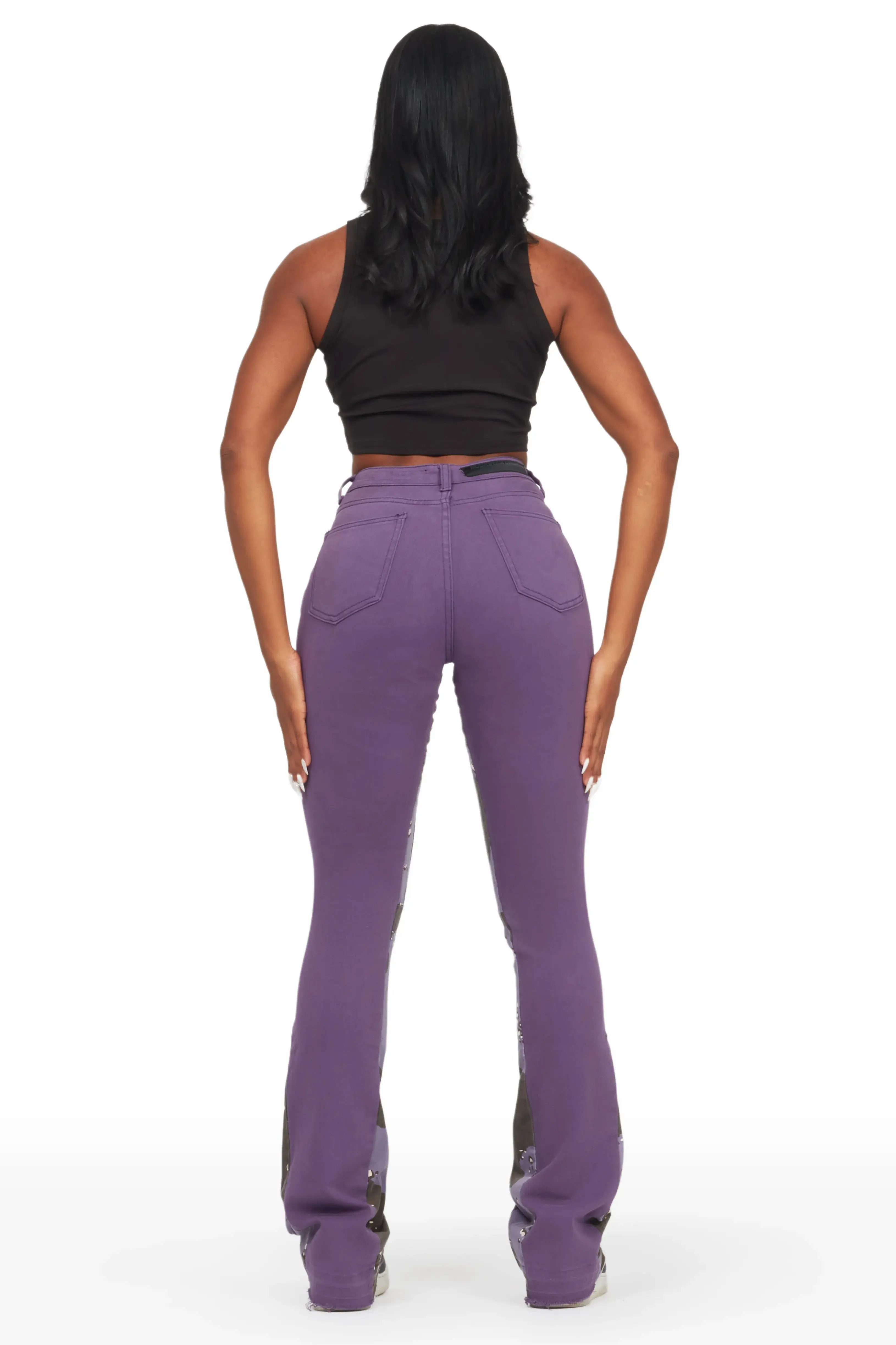 Khaleesy Purple Stacked Flare Jean sold by Rockstar Original product image thumbnail 5